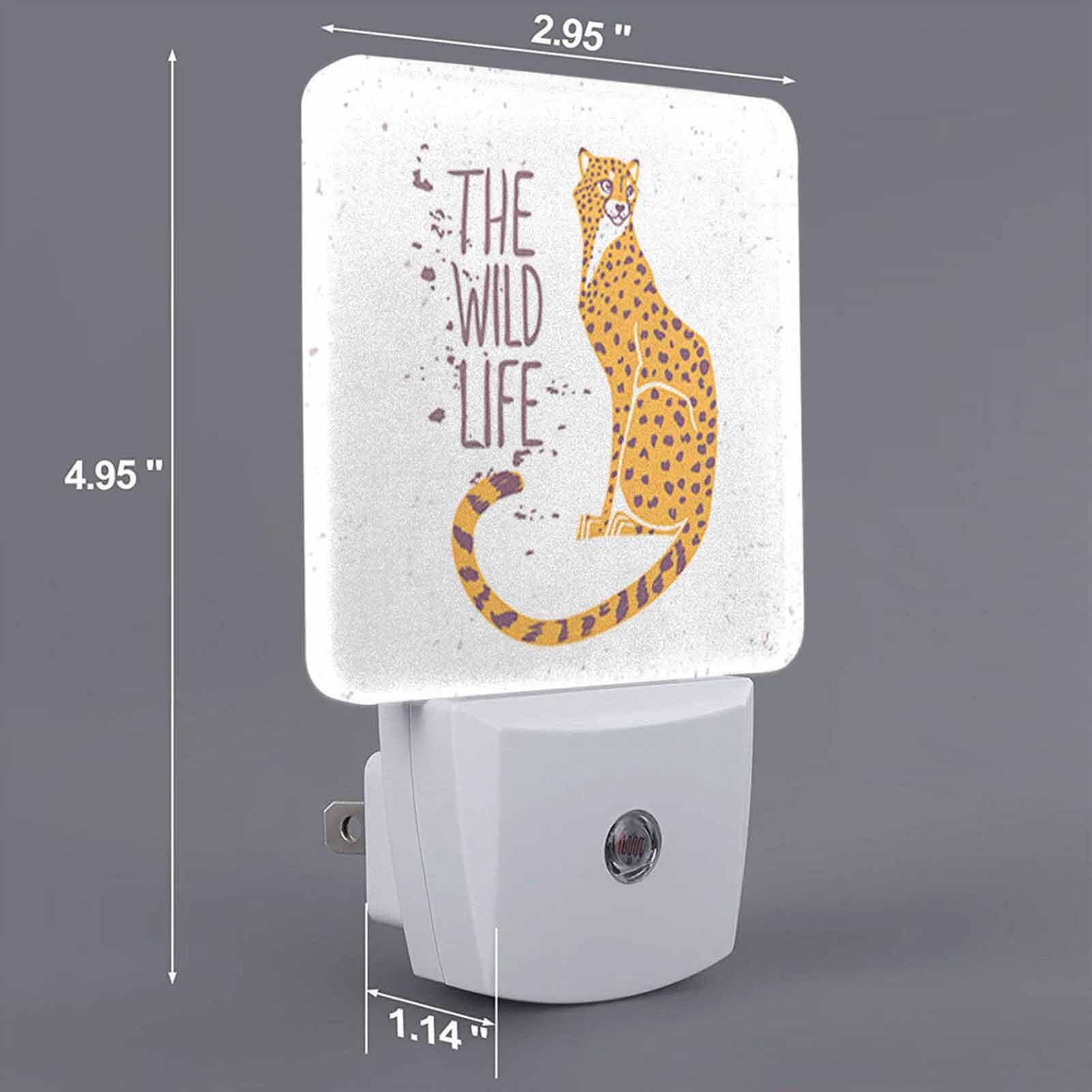 Chrobak LED Night Light - Cartoon Cheetah, Energy Efficient, Plug-in with Dusk to Dawn Sensor, Model WML-Night-Light-231023-127