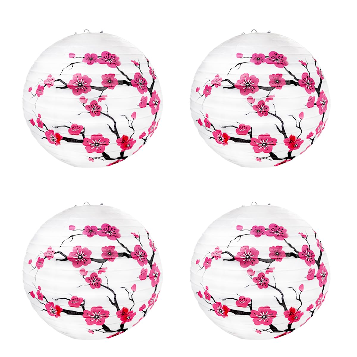 Lyart 4Pcs Chinese Japanese Cherry Design Paper Lantern Lamp Shade For Restaurant Church Wedding Gift Party Favors Diy Decoration Oriental Style Light