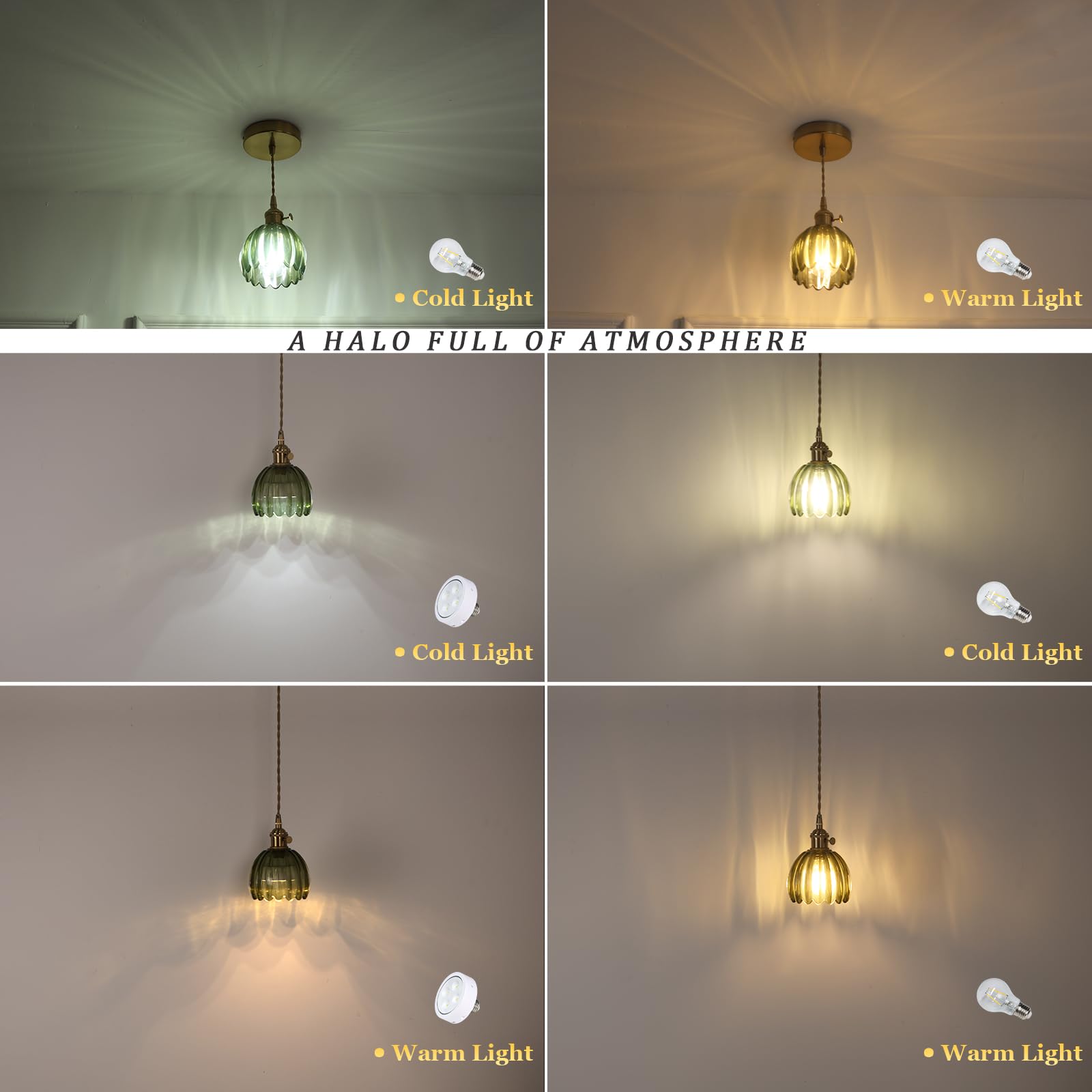 Shenmoyl Vintage Wall Sconce Wall Lamp Green Tulip Shade Pattern Glass Adjustable Chain Retro Gold Wall Mounted Light, Wall Lamp Fixtures Decor For Bedside Bedroom Indoor Doorway