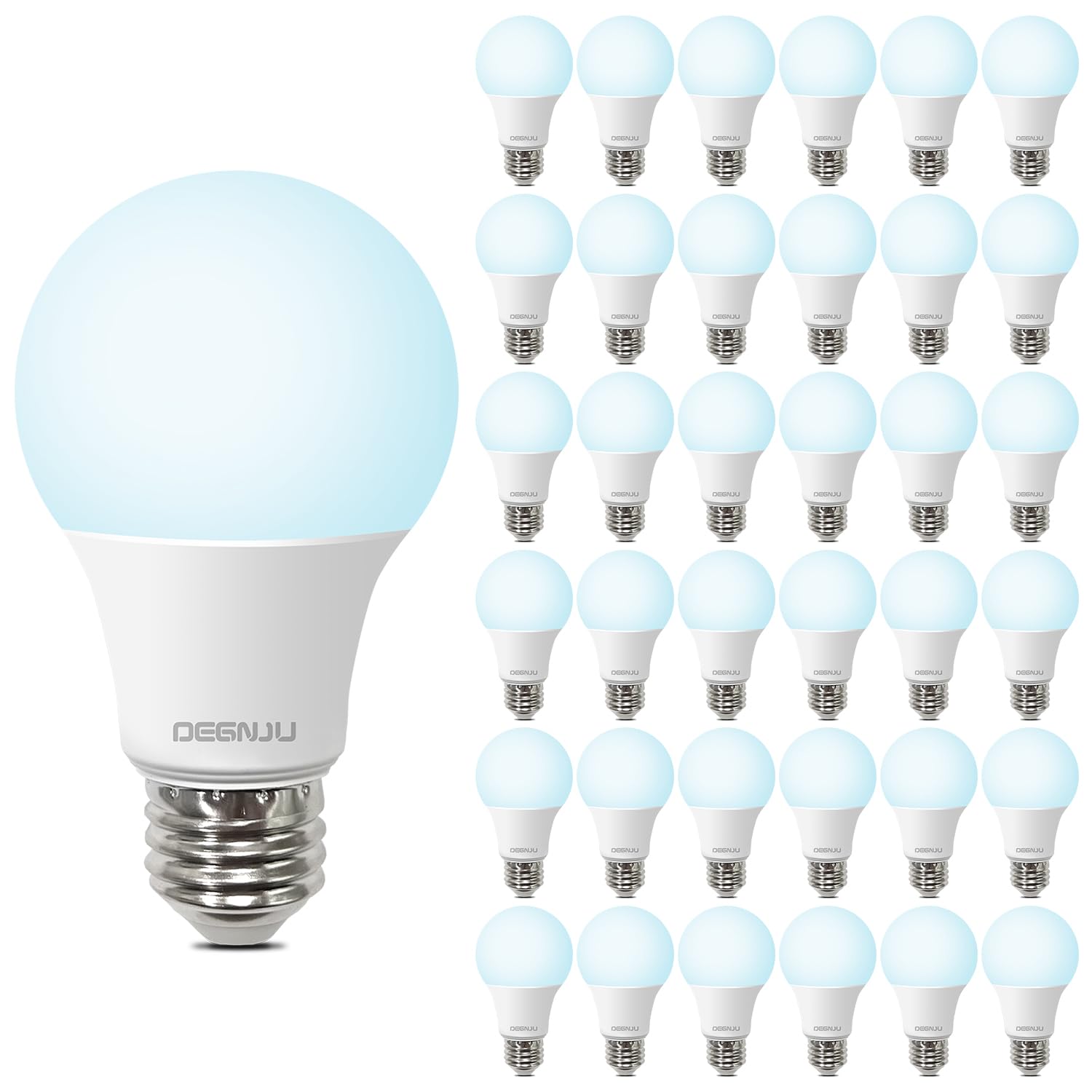 DEGNJU LED Light Bulbs Daylight 5000K  60 Watt Equivalent LED Bulbs  A19 Standard Bulbs  800 LM  15000 Hours  E26 Base  Non-Dimmable  8W LED Bulbs for Bedroom Living Room 36 Pack
