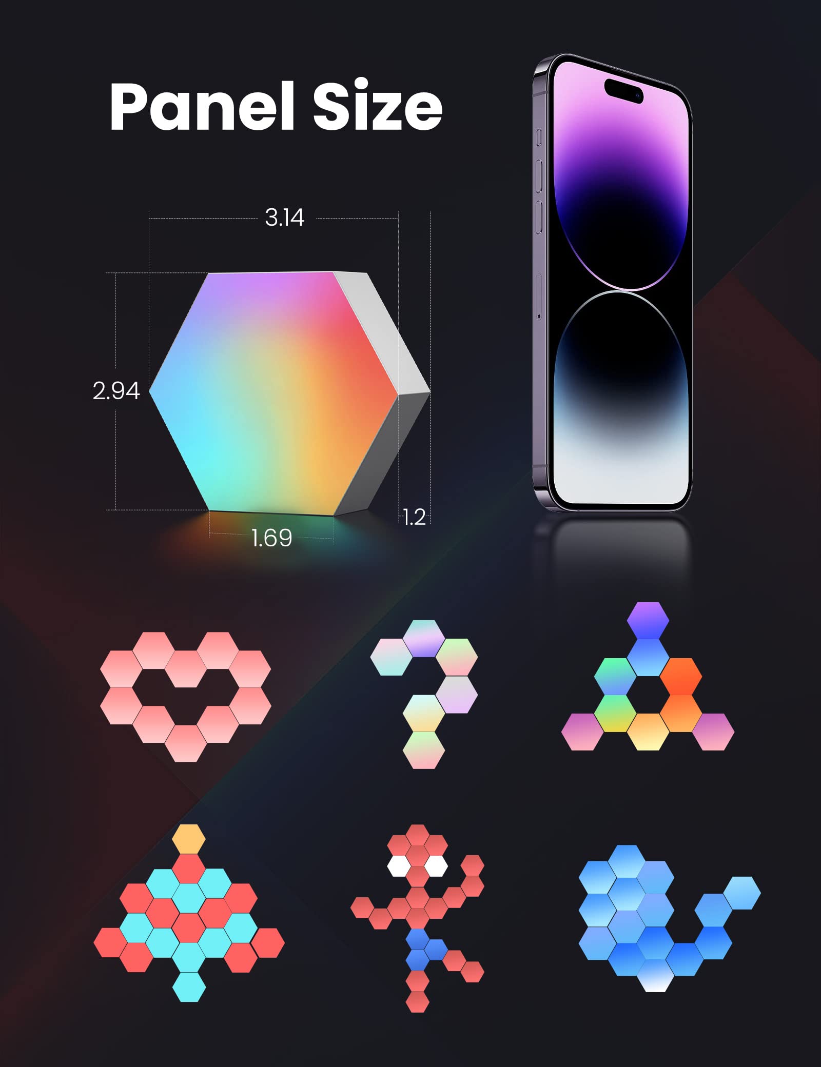 Cololight RGB Light for Gaming PC Setup, USB-Power Gaming Lights, Sync Music Hexagon Wall Lights with 70 Effects, Desk Gaming Ac