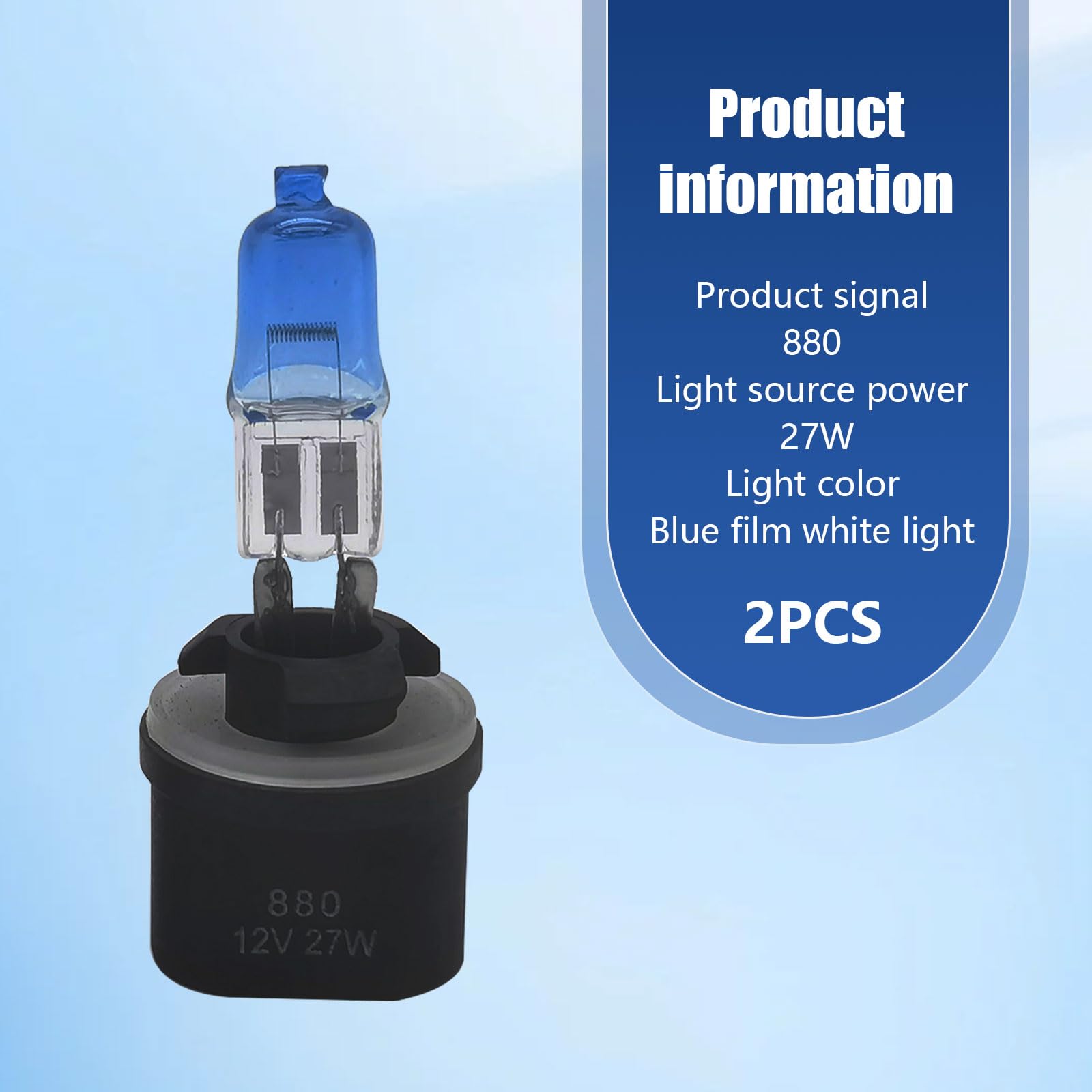 Flygun Halogen Bulbs - 100W Front Fog Light, 2 PCS, White #880, Model FUNLED1702WH-880-2PS, Universal Fit for Cars, Trucks,