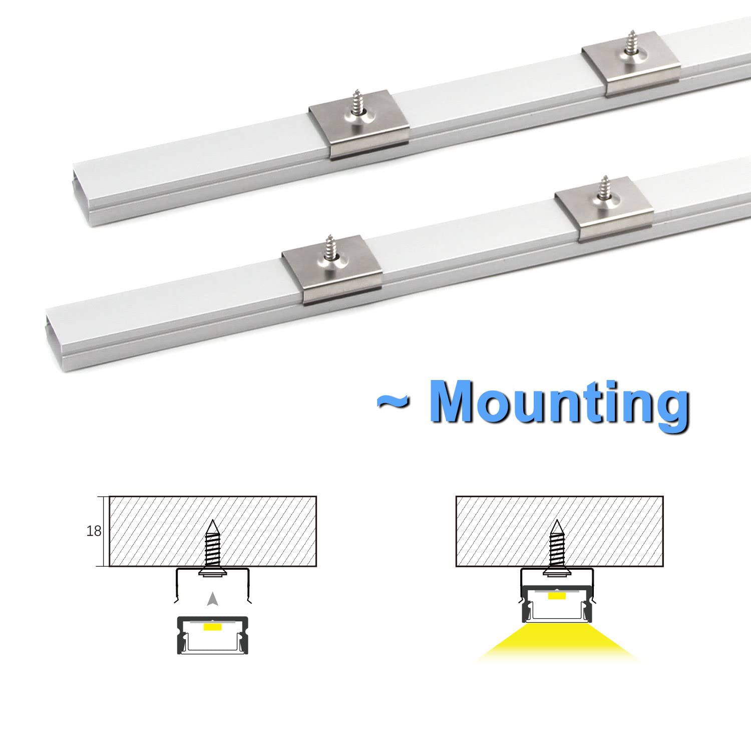 VST LED Channel System, U Shape Diffuser with Milky Cover, 1 FT, Silver, 6 Pack, Model d1aec472-a463-4ea9-8d4c