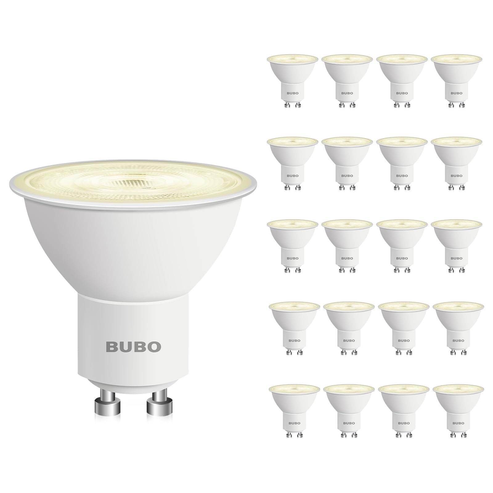 BUBO GU10 LED Bulb 6W 2700K Soft White 650 Lumens Non-Dimmable MR16 20 Pack