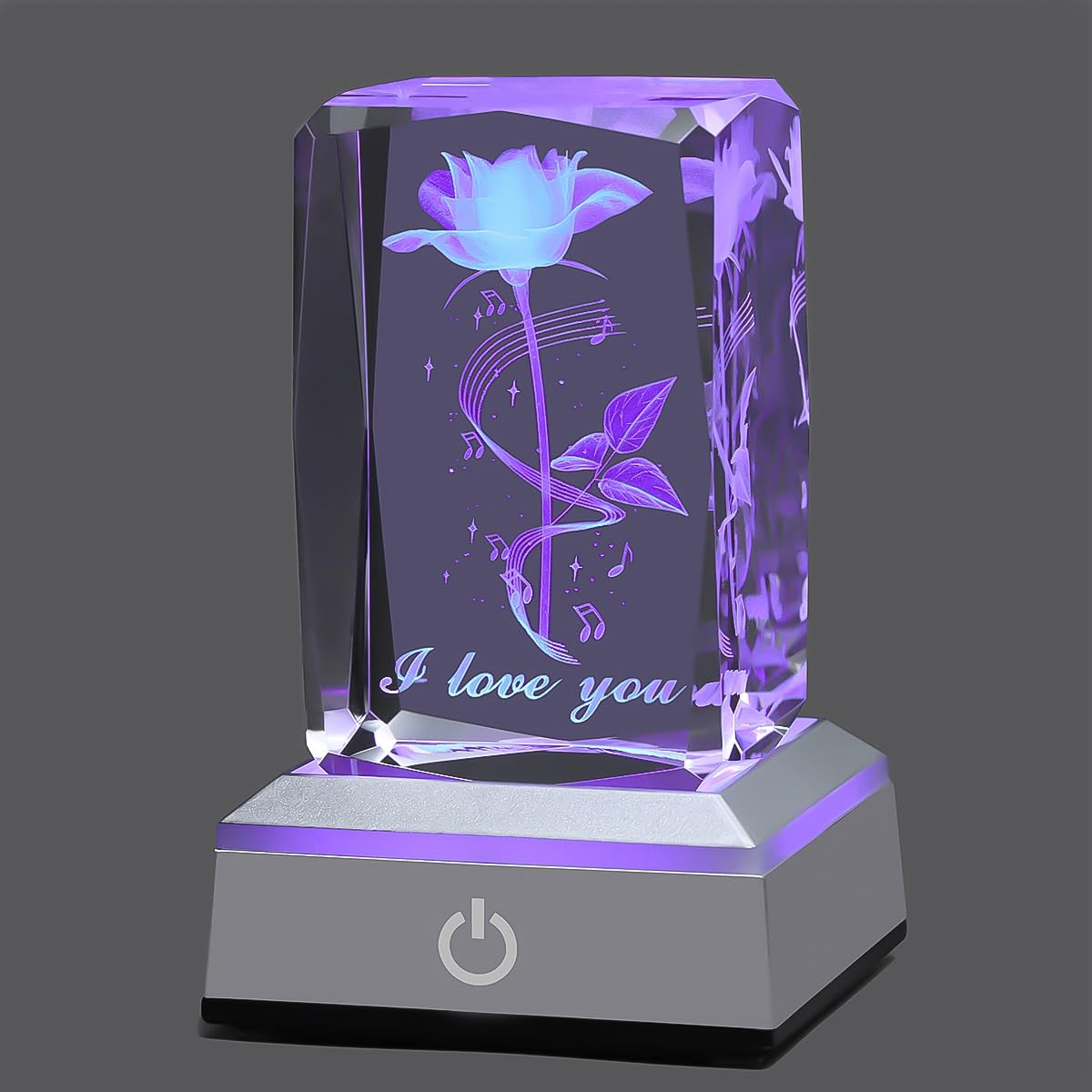 Hochance 3D Musicrose Crystal Multicolor Nightlight - I Love You Decolamp - Perfect Thanksgiving Christmas Day Gift Ideas For Gi