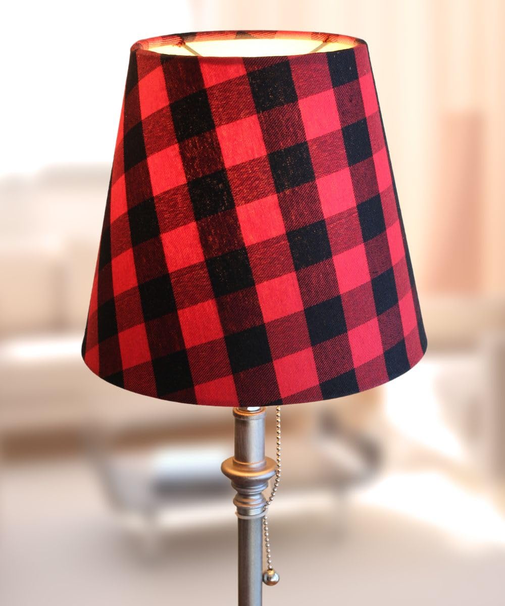 5''X8''X7Heartland Hardback Empire Edson Clip On Lampshade, Lumberjack Buffalo Flannel Fabric