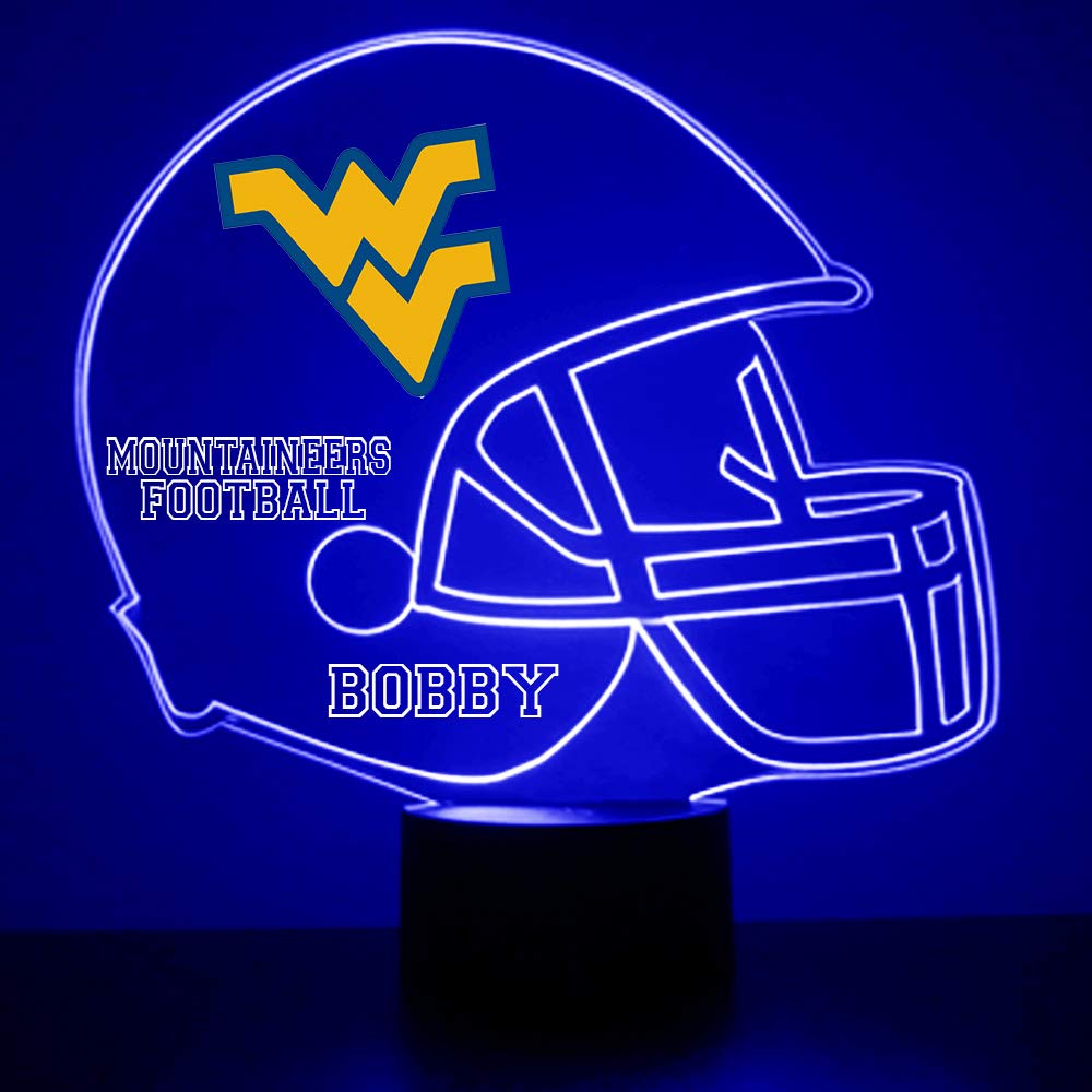 Officially Licensed West Virginia University Mountaineers Football Helmet Custom LED Sign Night Light Lamp with Remote, Light Up