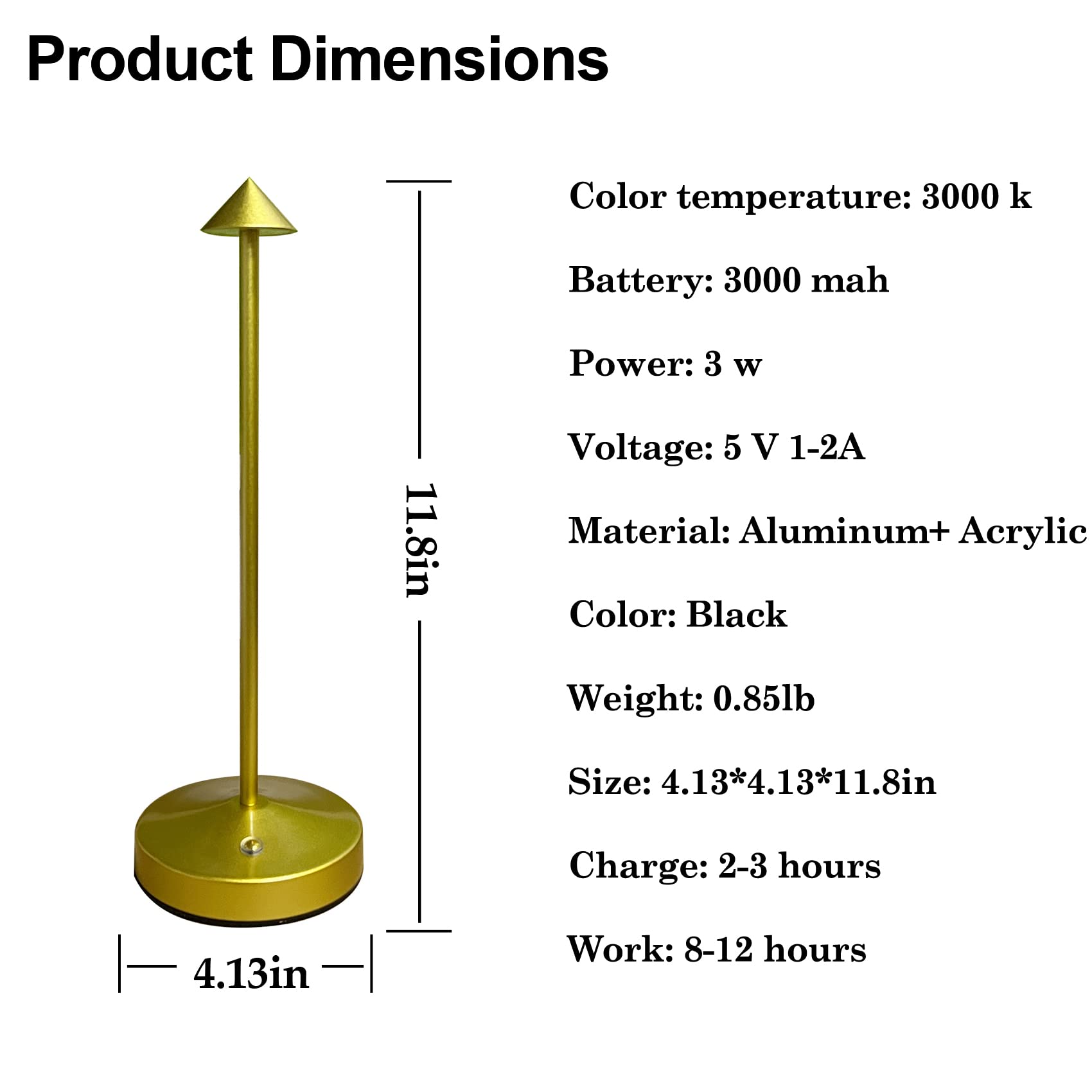 Maglaw Rechargeable Cordless Lamps,3000Mah Battery Operated Table Lamp,Portable Led Touch 2 Levels Brightness Dimmable Bar Lamp,
