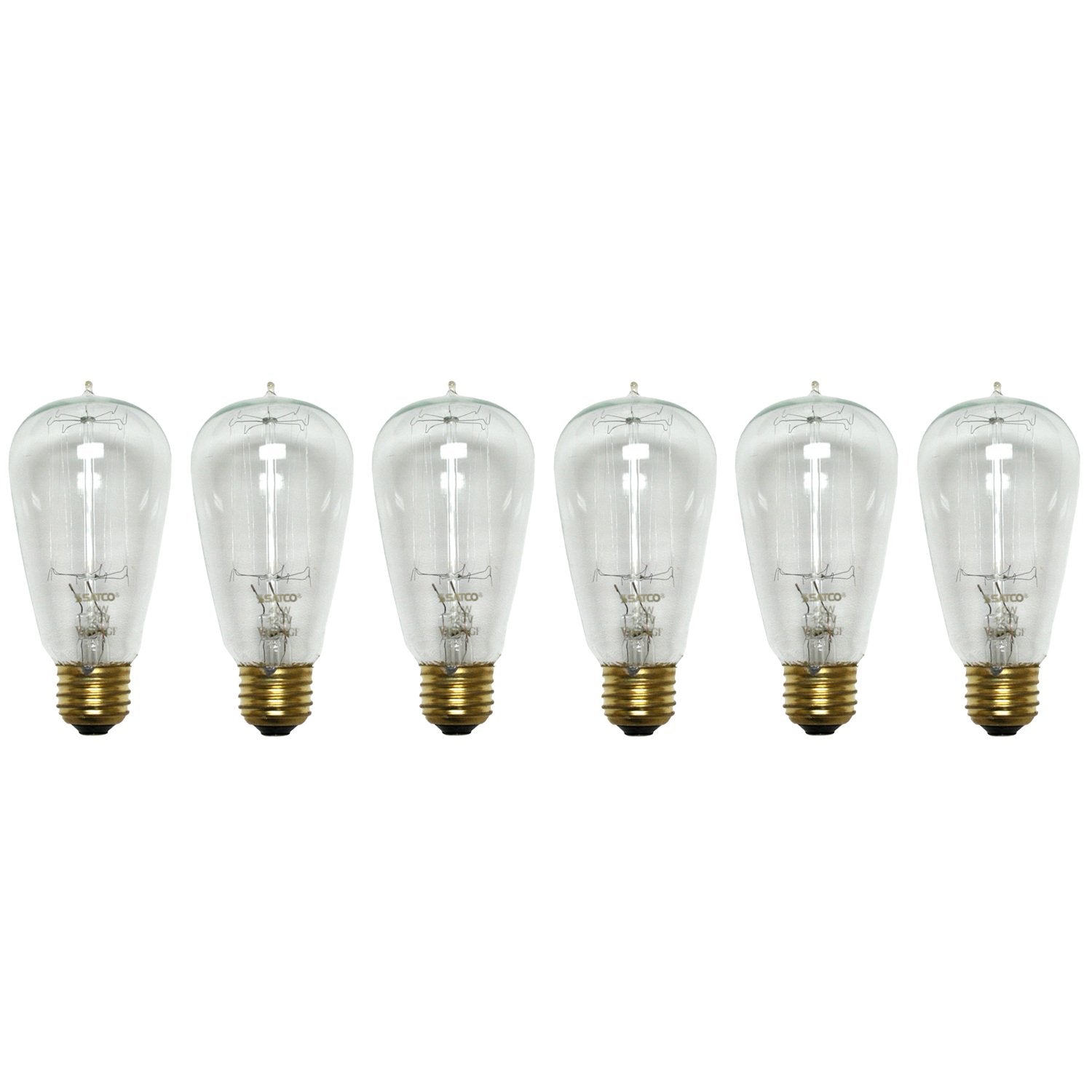 Satco S2413 Cage Style Filament Vintage Light Bulbs, 40W, Copper, 6 Count Pack