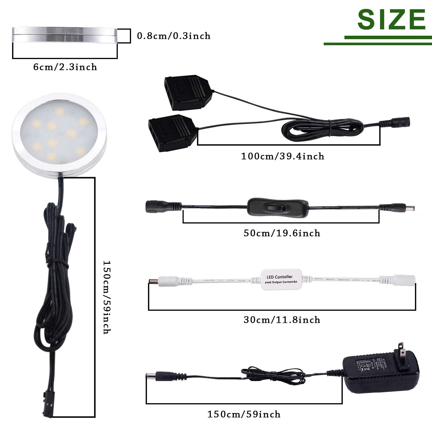 Aiboo 12V Led Under Cabinet Lights Kit 6 Pack Black Cord Aluminum Puck Lights For Kitchen Counter Closet Lighting With Wireless