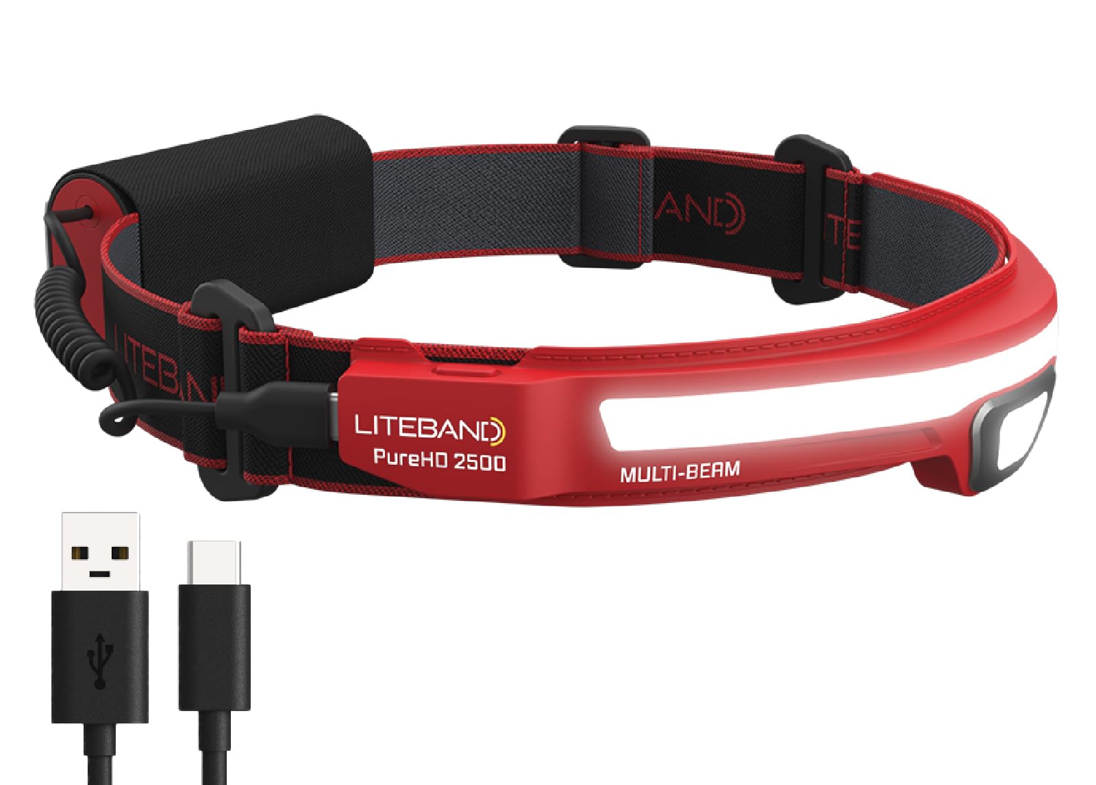 Led Headlamp, Liteband Pro Purehd 2500 Lumen Super Bright Head Lamp, Rechargeable Powerful Battery Powered Tactical Headlamps, C