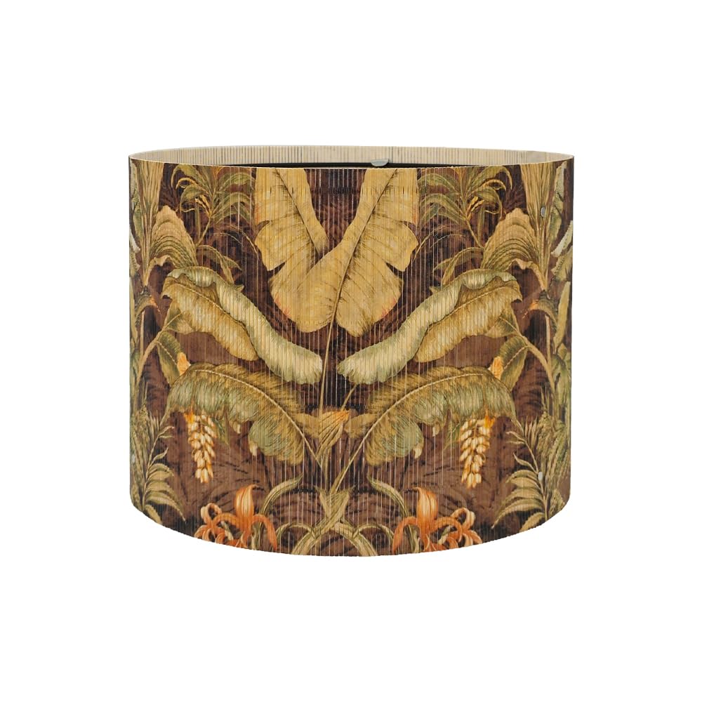 Floral Lamp shade for table lamps and floor lamps Bamboo Made With Tropical Plants green Design, Art deco drum lamp, Rustic And 