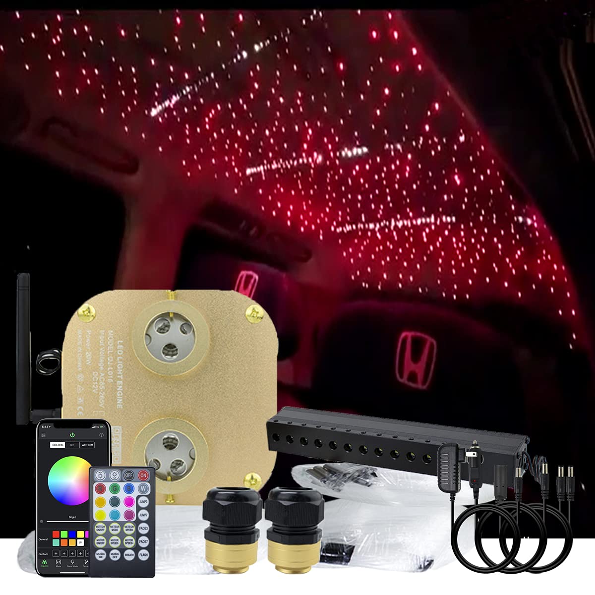 Akepo 20W Dual Head Rgbw Fiber Optic Star Ceiling Light Kit, 710Pcs 13.1Ft, Multicolor, Model Qj-L016, App & Music Mode