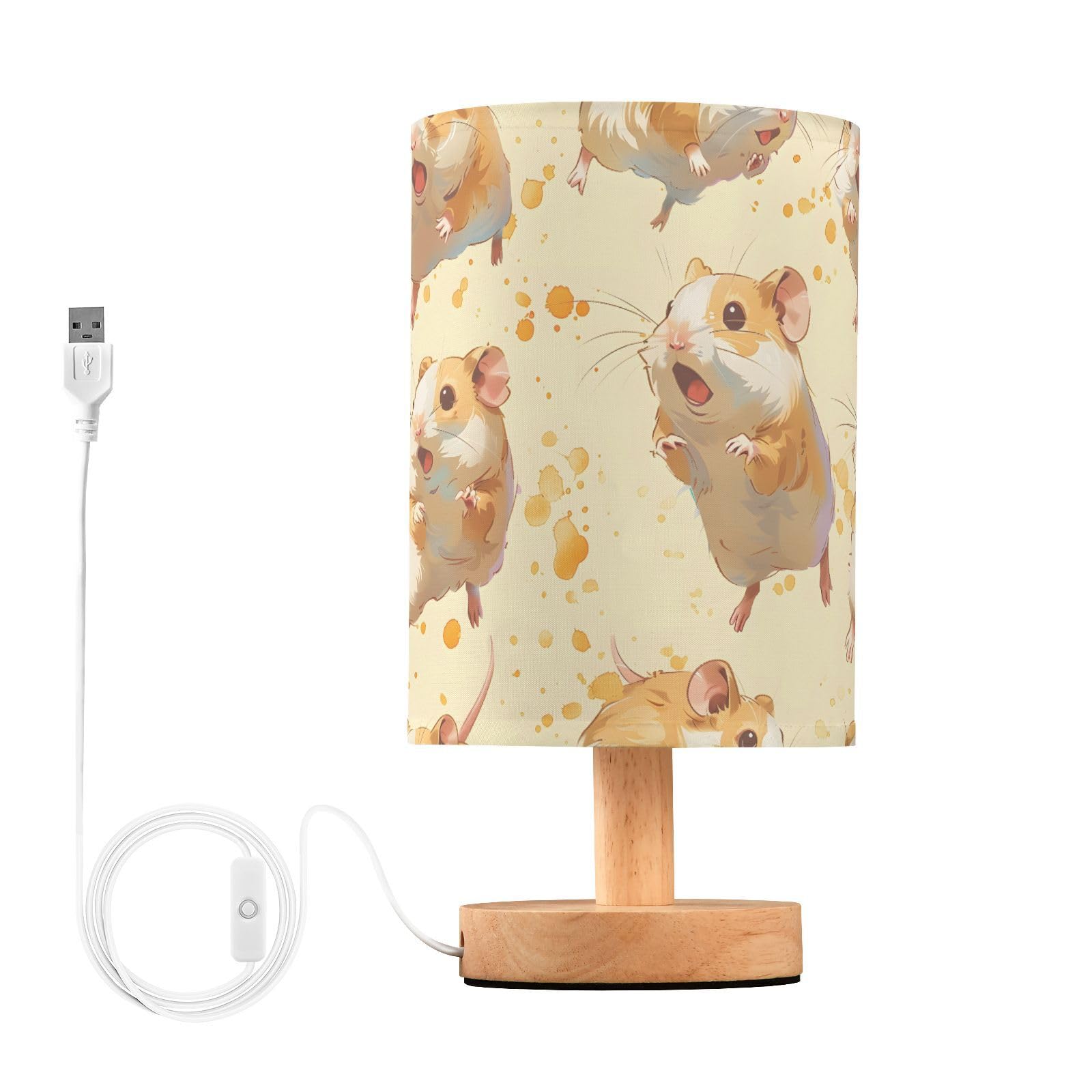 MFTJYO Bedside Table Lamp Little Hamster Cute Animals Table Lamp for Bedroom Nightstand Lamp with USB Port LED Desk Lamp Shade L