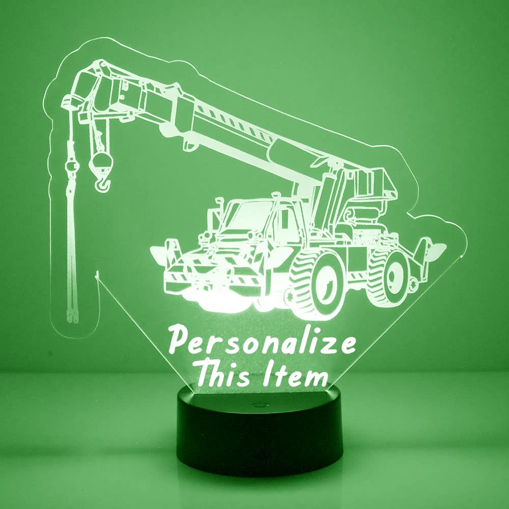 Custom Construction Crane Led Sign Night Light Lamp With Remote, Light Up Display With Personalized Name Or Image, Customized, M