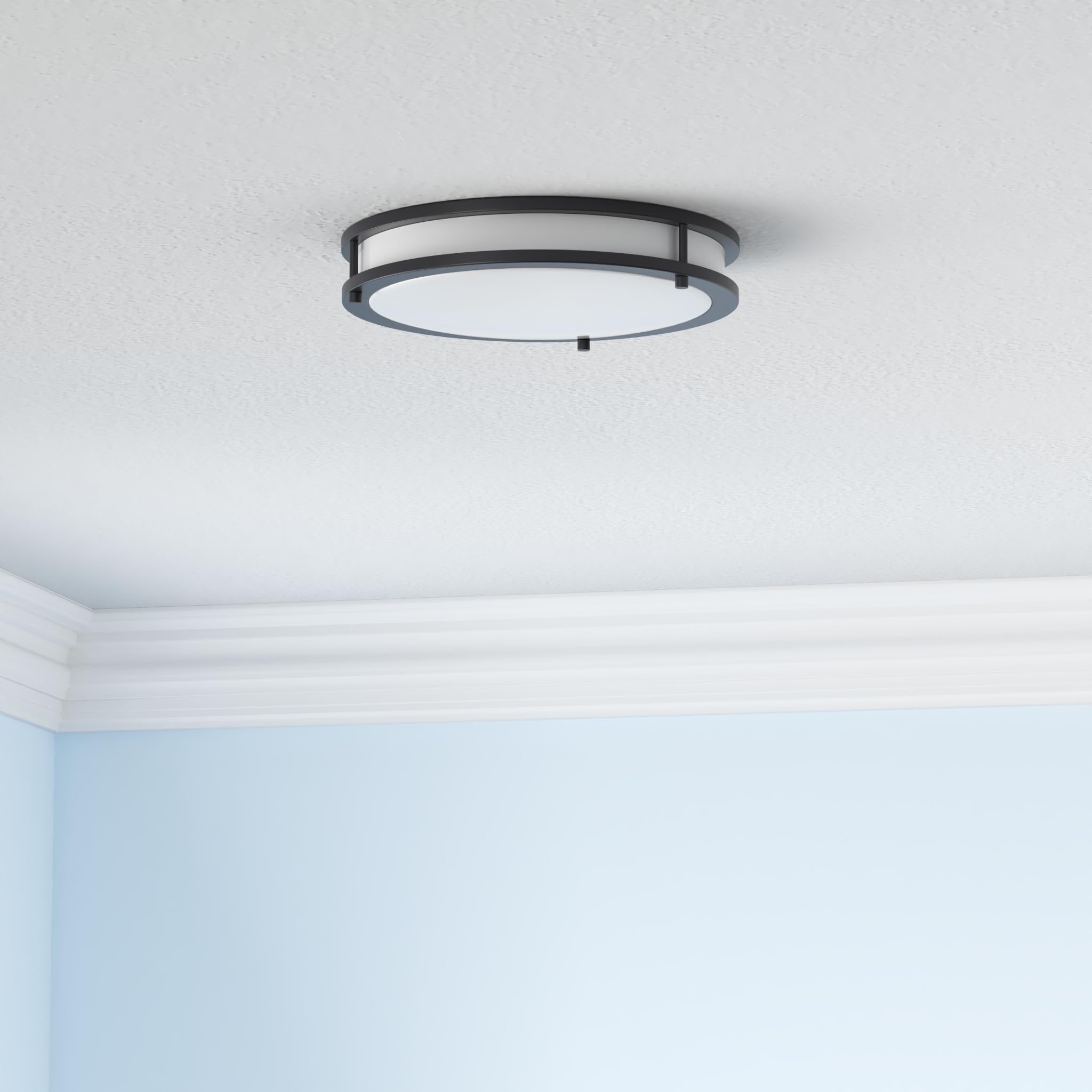 ASD LED Flush Mount Light Fixture 12 Inch 20W Dimmable Energy Star ETL Listed Black 4 Pack