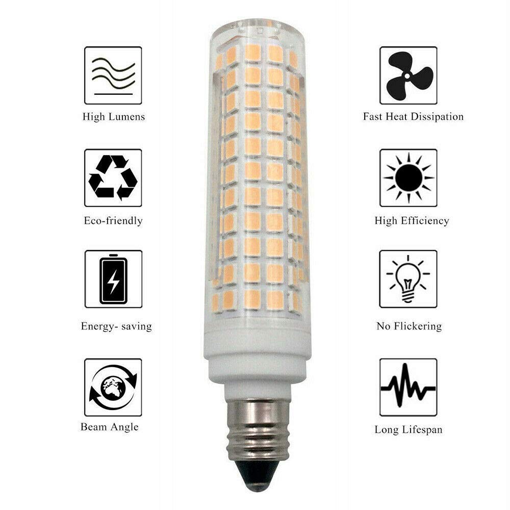 Lxcom Lighting E11 LED Corn Bulb 15W Dimmable Ceramic 2 Pack, Warm White 3000K, 1500LM, Clear