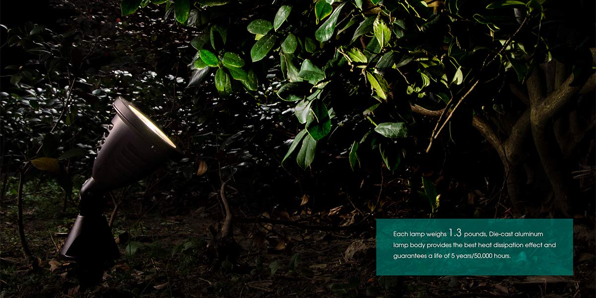 Topele 1100Lm Led Landscape Lights, 12W Waterproof Spotlight For Garden, Brown, Etl Listed