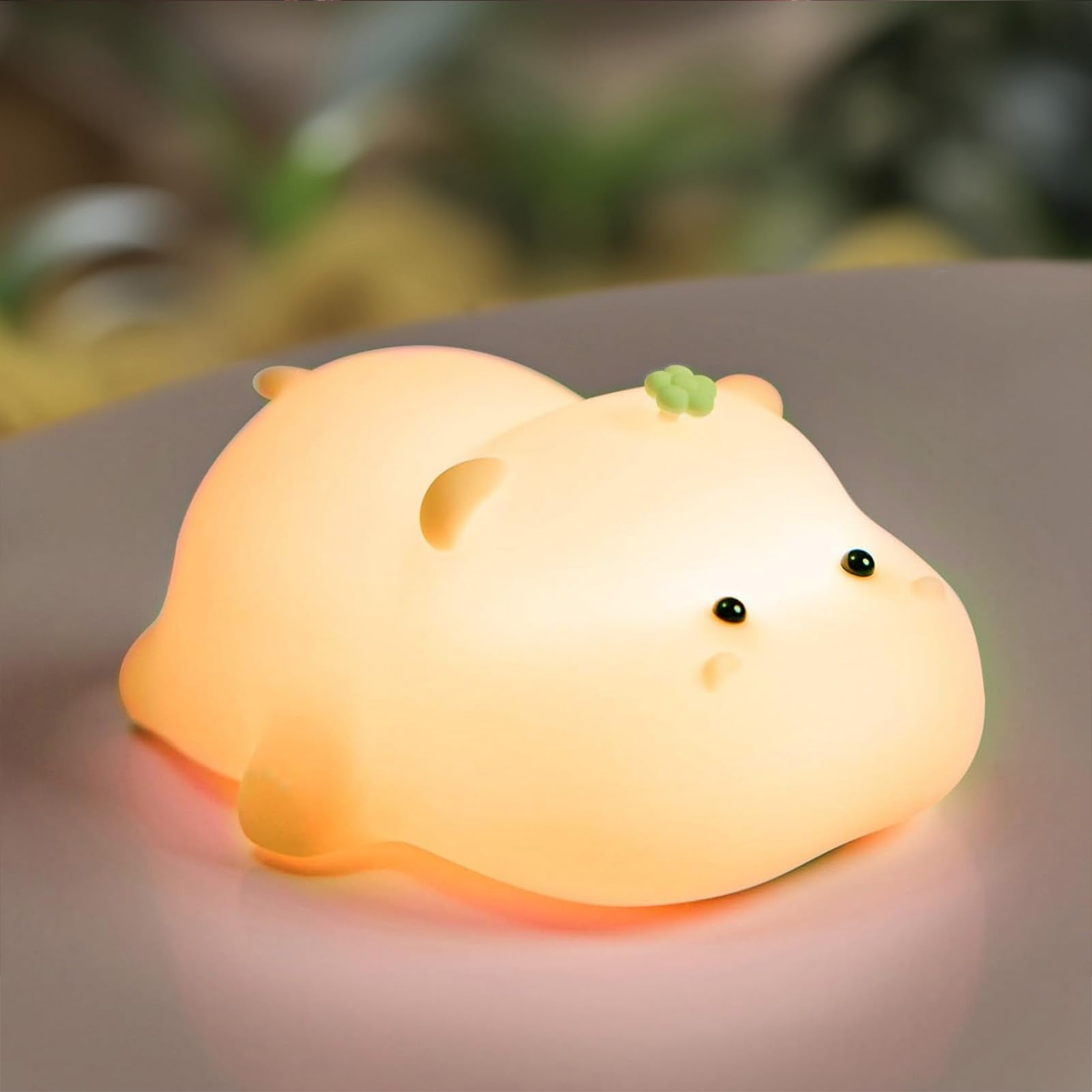 VTIGER Pink Hippo Night Light, LED Squishy Cute Lamp, Night Light for Kids, Silicone Hippo Light, Dimmable Girls Baby Bedroom Ni