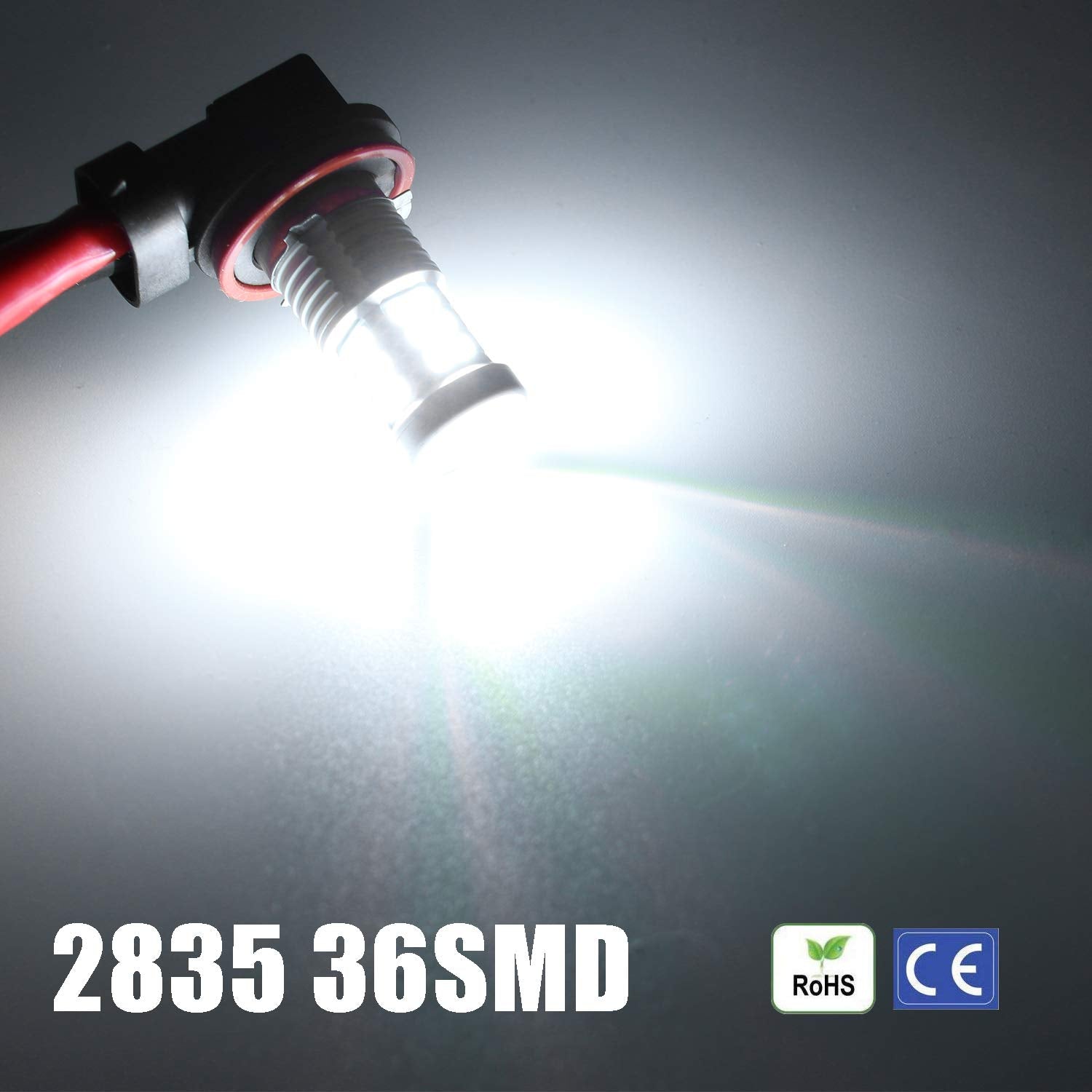 KISLED LED Fog Lights Bulbs, 3000lm High Power 3030 Chips, H16/5202, Xenon White