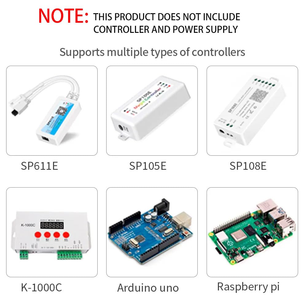 Xnbada 160Leds/M 6.5Ft Ws2812B Ws2812 Cob Led Strip,Dc5V 5Mm Width Individually Addressable Dream Color Flexible Smart Light Tap