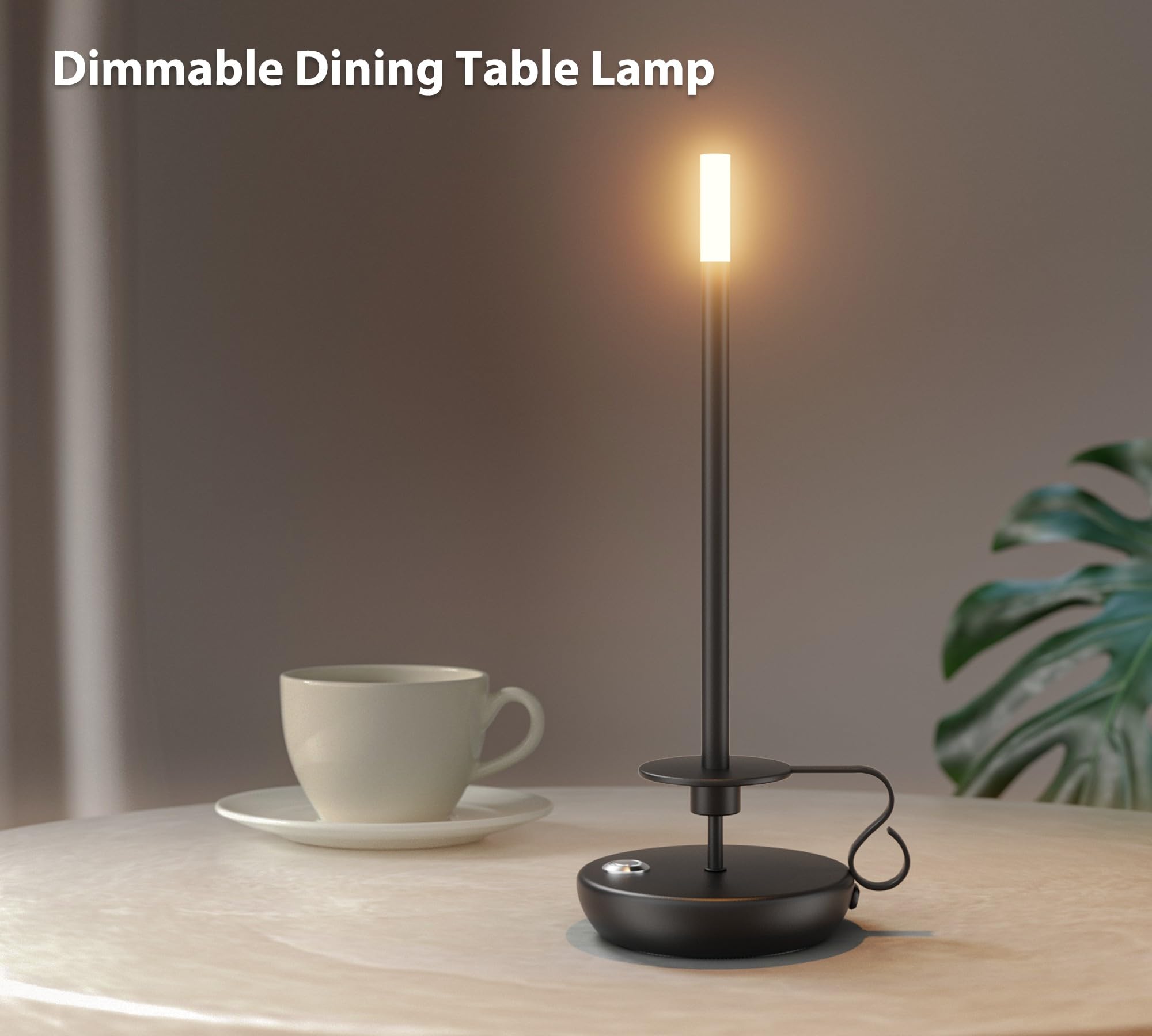 irotine Cordless LED Table Lamp, Rechargeable, Stepless Dimmable, Model HT-905, Black