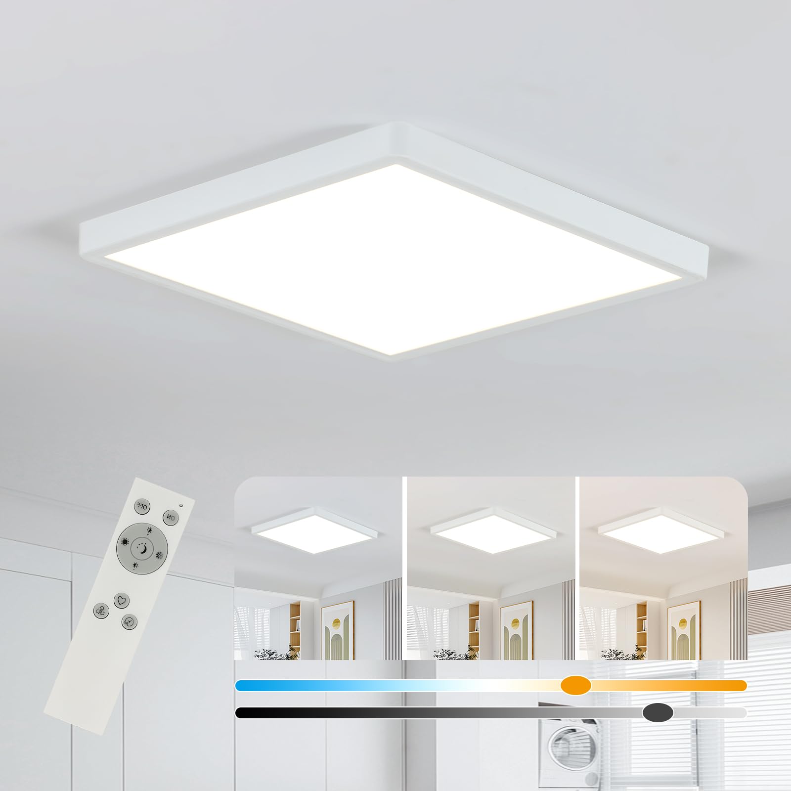 Remote Control Led Ceiling Light Dimmable LED Ceiling Light with Remote Control – Waterproof Flush Mount ...