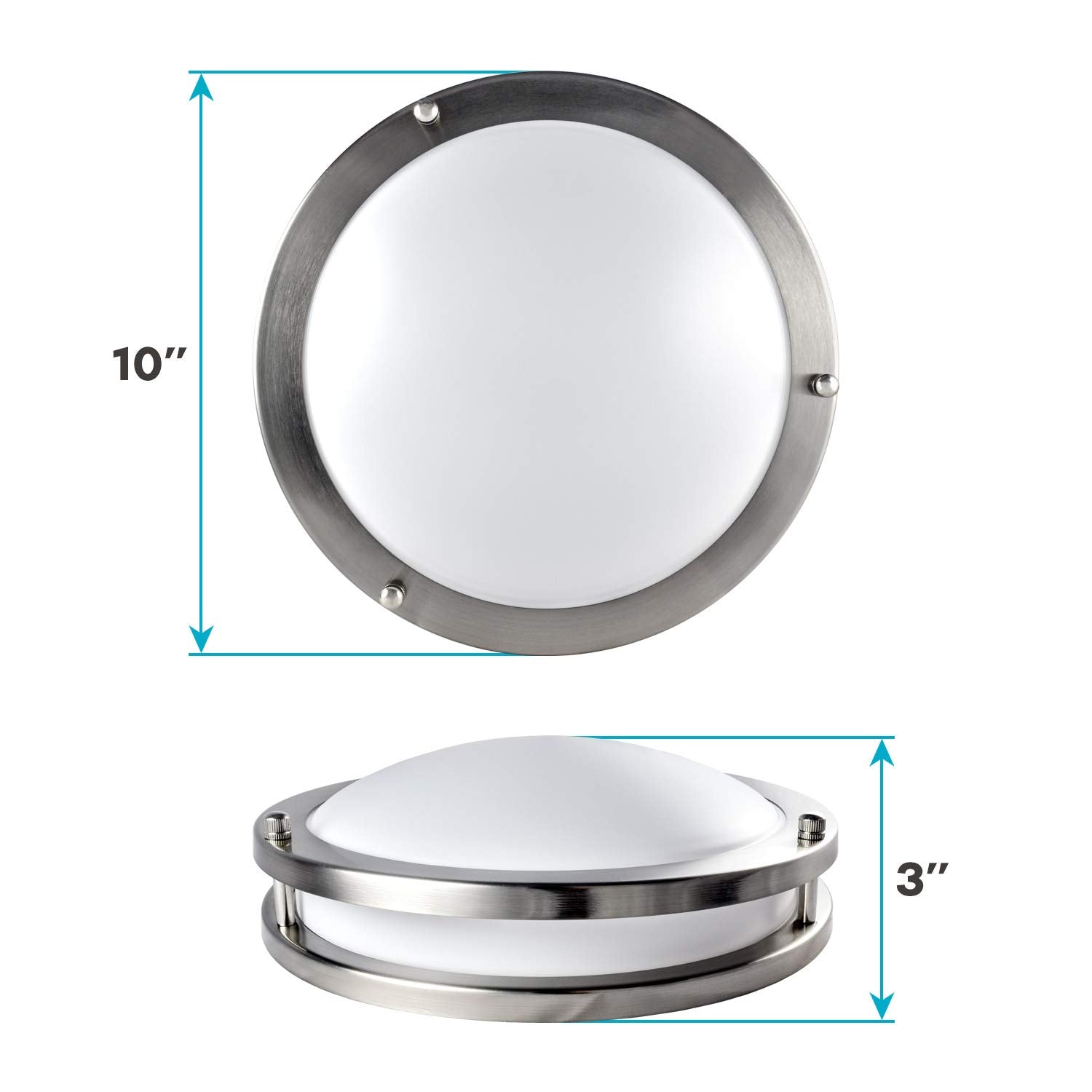 LUXRITE 10 Inch LED Flush Mount Ceiling Light, Dimmable, 14W, 1050 Lumens, CCT Selectable 2700K-5000K, Br