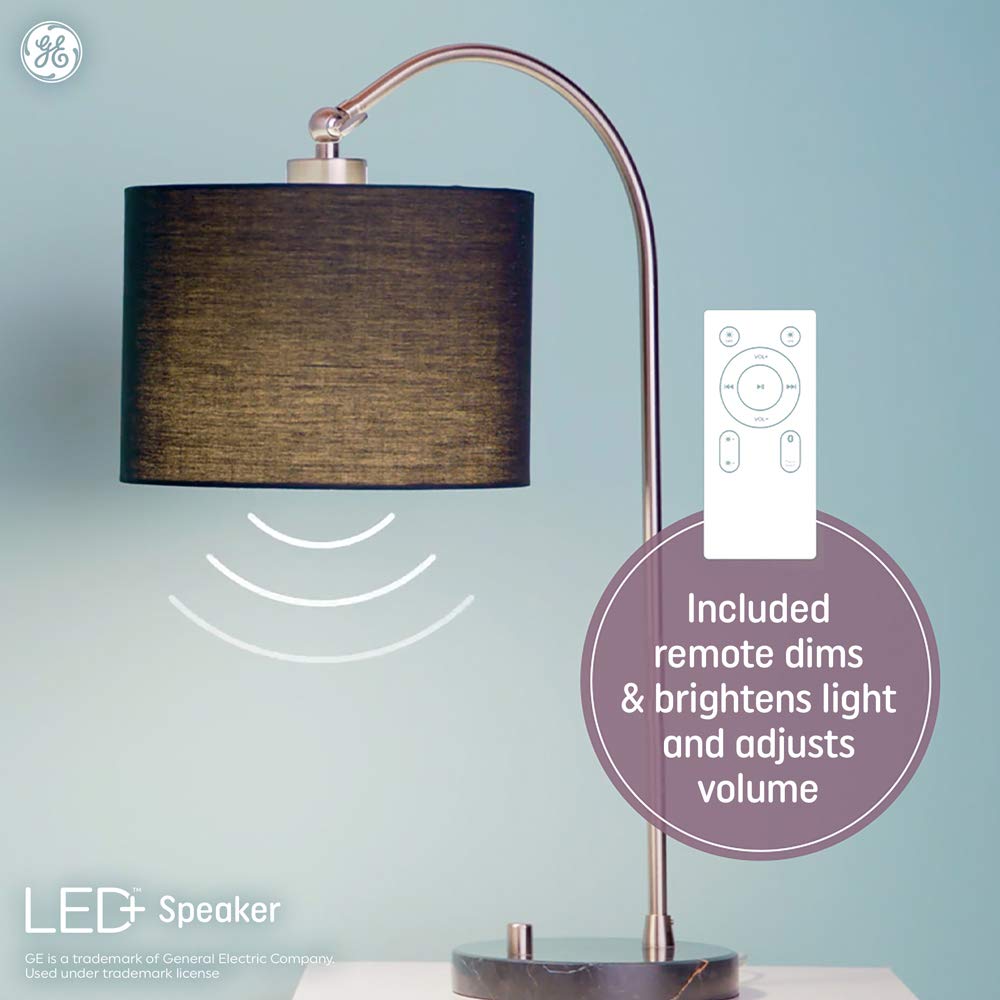 Ge Led+ Speaker Indoor Floodlight Bulb, Soft White, Bluetooth Speaker, No App Or Wi-Fi Required, Remote Included, Br30 Indoor Fl