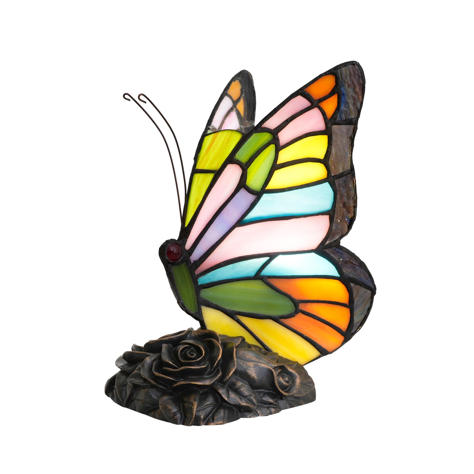 NUODITOS Tiffany Style Butterfly Lamp Colorful Stained Glass Table Lamp Small Nightstand Light for Girls Grandma Mothers Day Gif