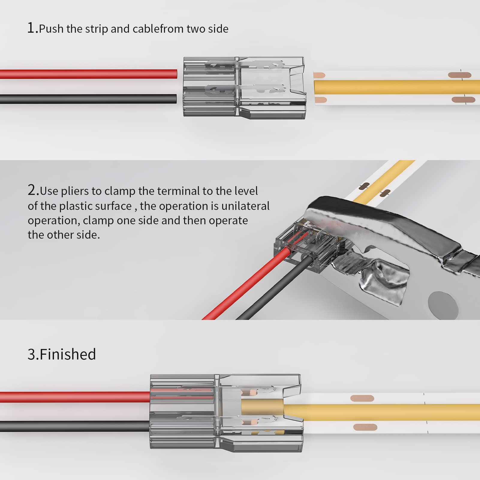 Visdoll Cob Led Light Strip Connectors 20Pcs 5Mm 2Pin Strip To Wires Led Tape Light Connectors Transparent Solderless No Dark Ar