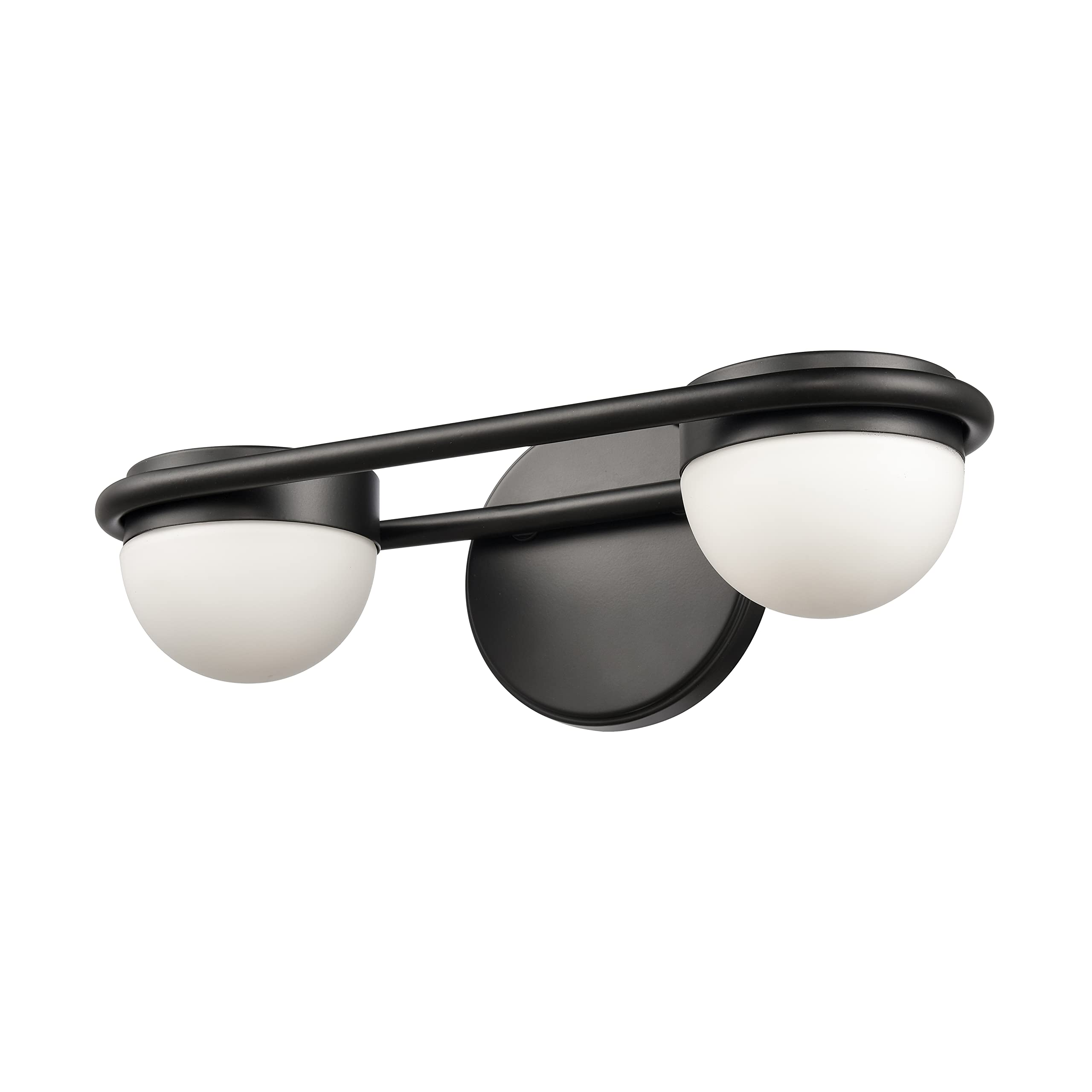 Elk Home Nelly 2-Light Vanity Light, Matte Black, Opal Glass, Modern Style, 14W X 6D
