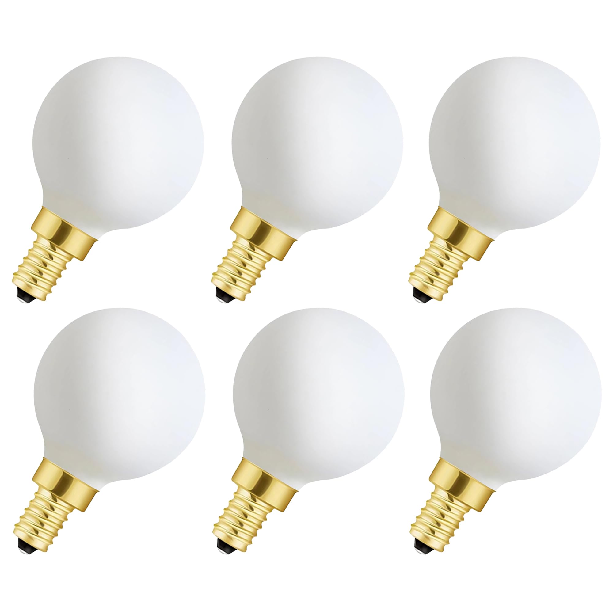 Xininsun Frosted G16.5 Globe Light Bulb,E12 Round Candelabra Bulb 40 Watt,4W Chandelier Light Bulbs,Milky White Candelabra Led B