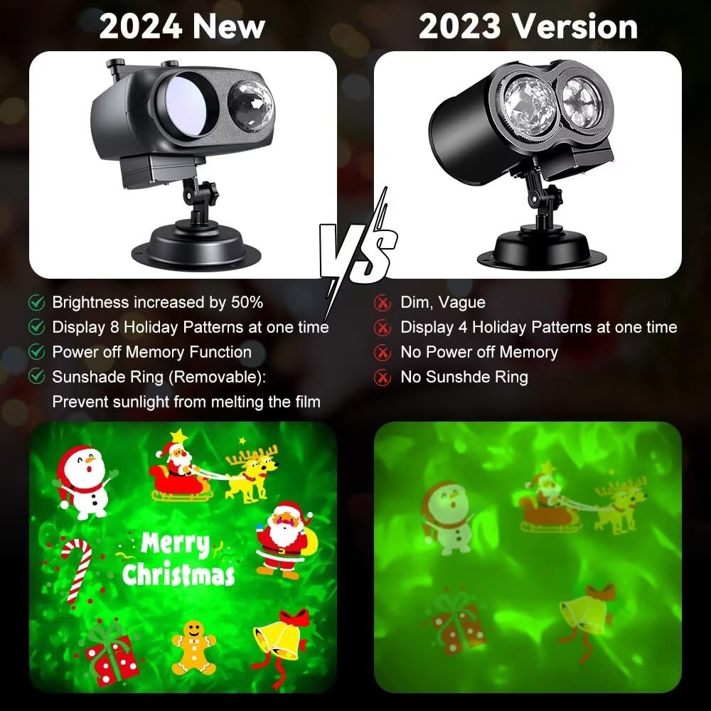 Decorative Lighting Projectors Outdoor, Chirstmas Led Projection Lamp With Remote Control & Timer Function For Xmas Holiday Part