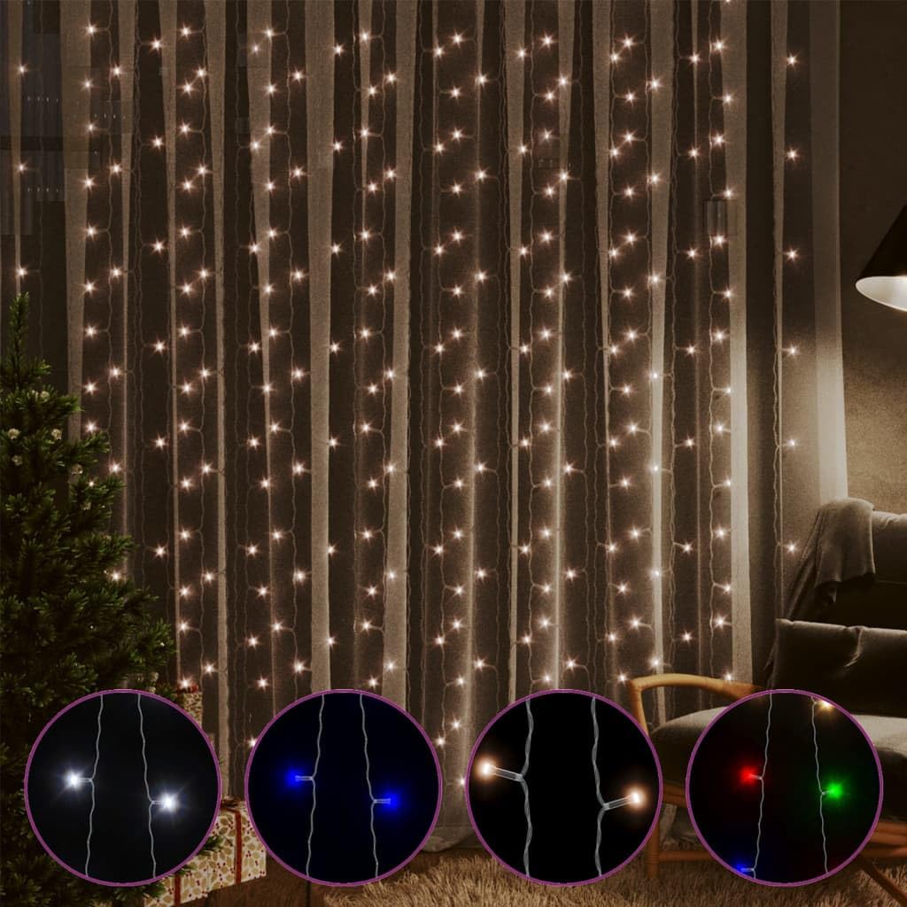 Vidaxl Led Curtain Fairy Lights 1.2"X1.2" 300 Led Colorful 8 Function