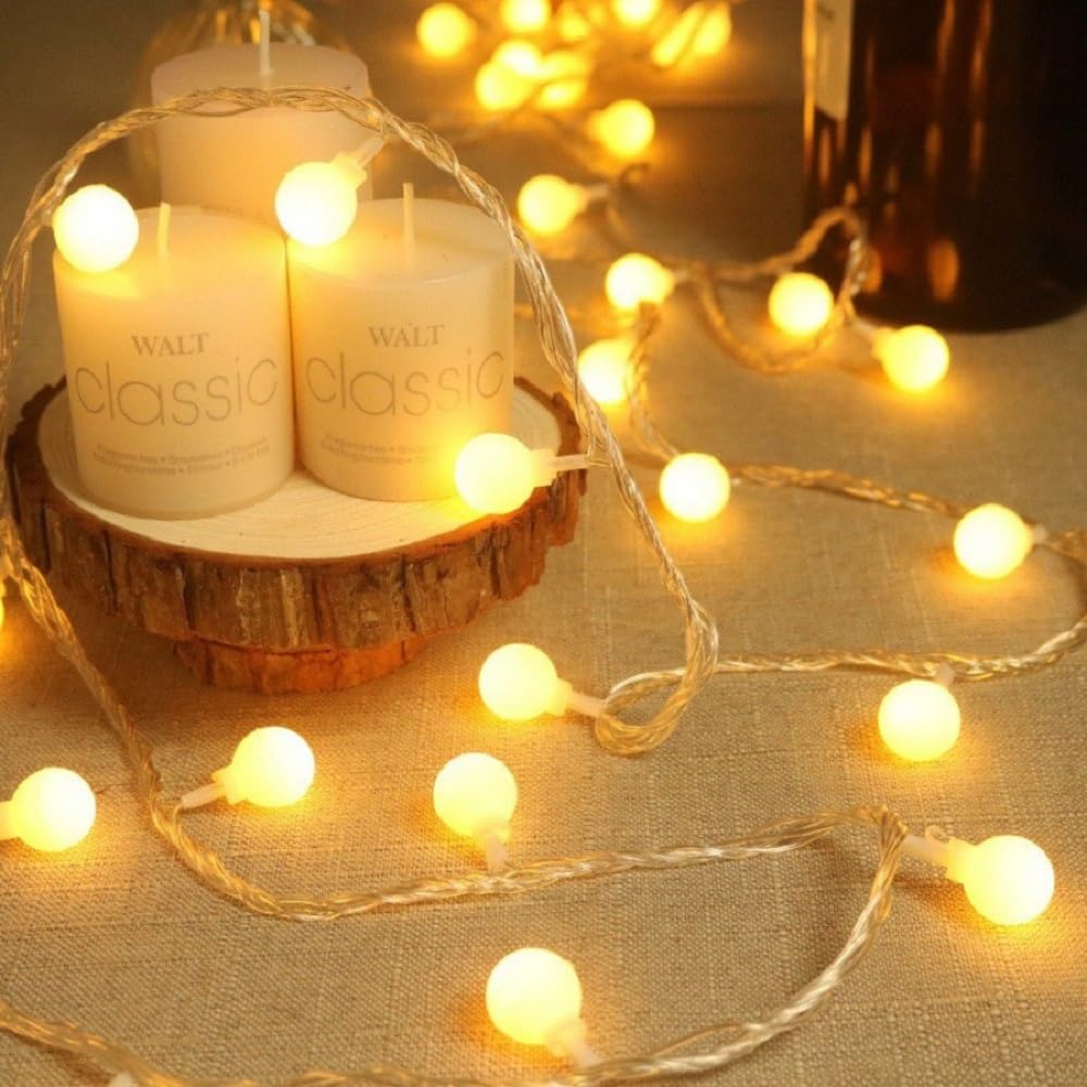 WFGGEH Globe USB String Lights  20ft 40 LED Globe USB Powered Fairy Lights Warm White for Party Birthday Christmas Home Decoration
