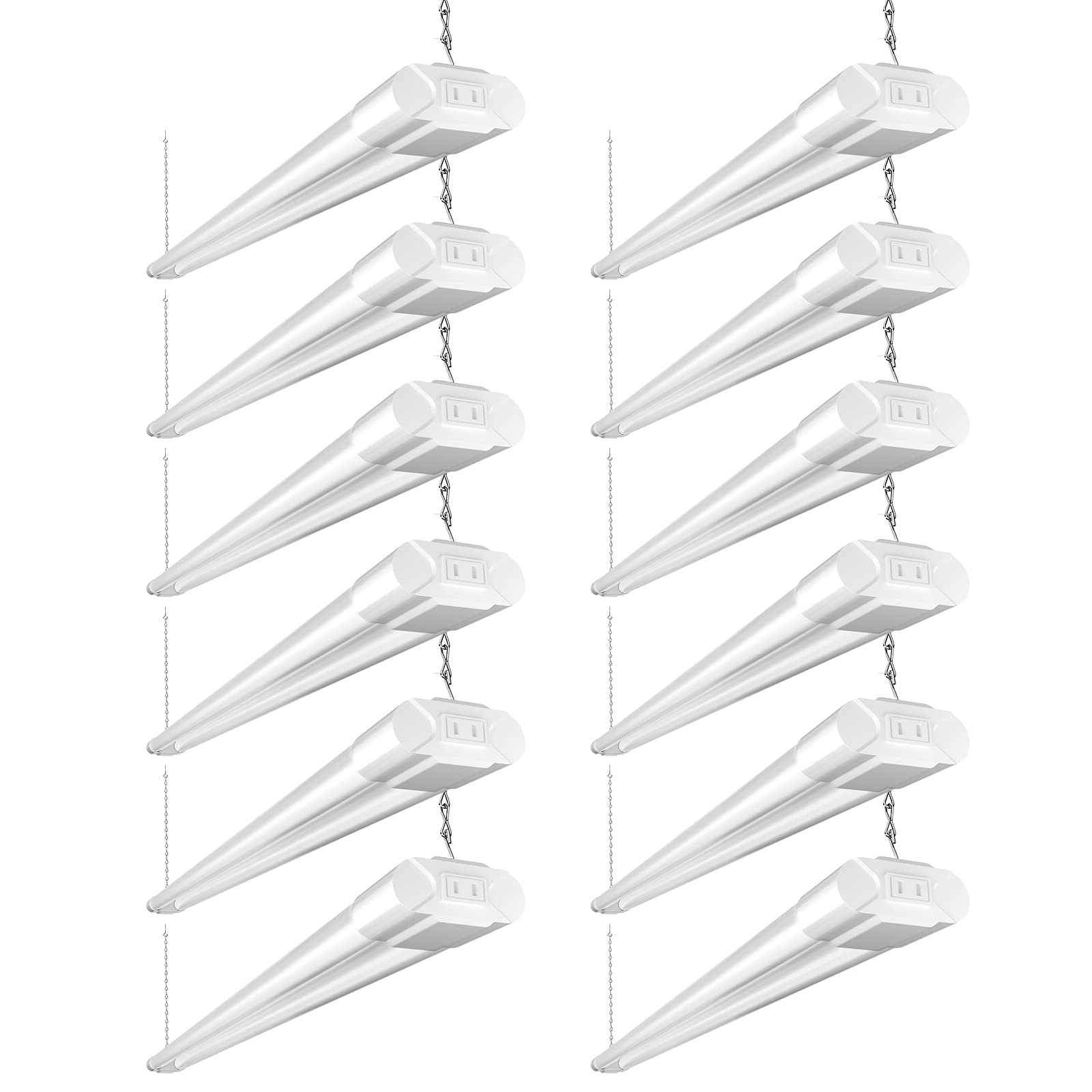 Bbounder 12 Pack Linkable LED Utility Shop Light, 4400 LM, 6500K Cool Daylight, 4 FT, 48 Inch Integrated Fixture for Garage, 40W