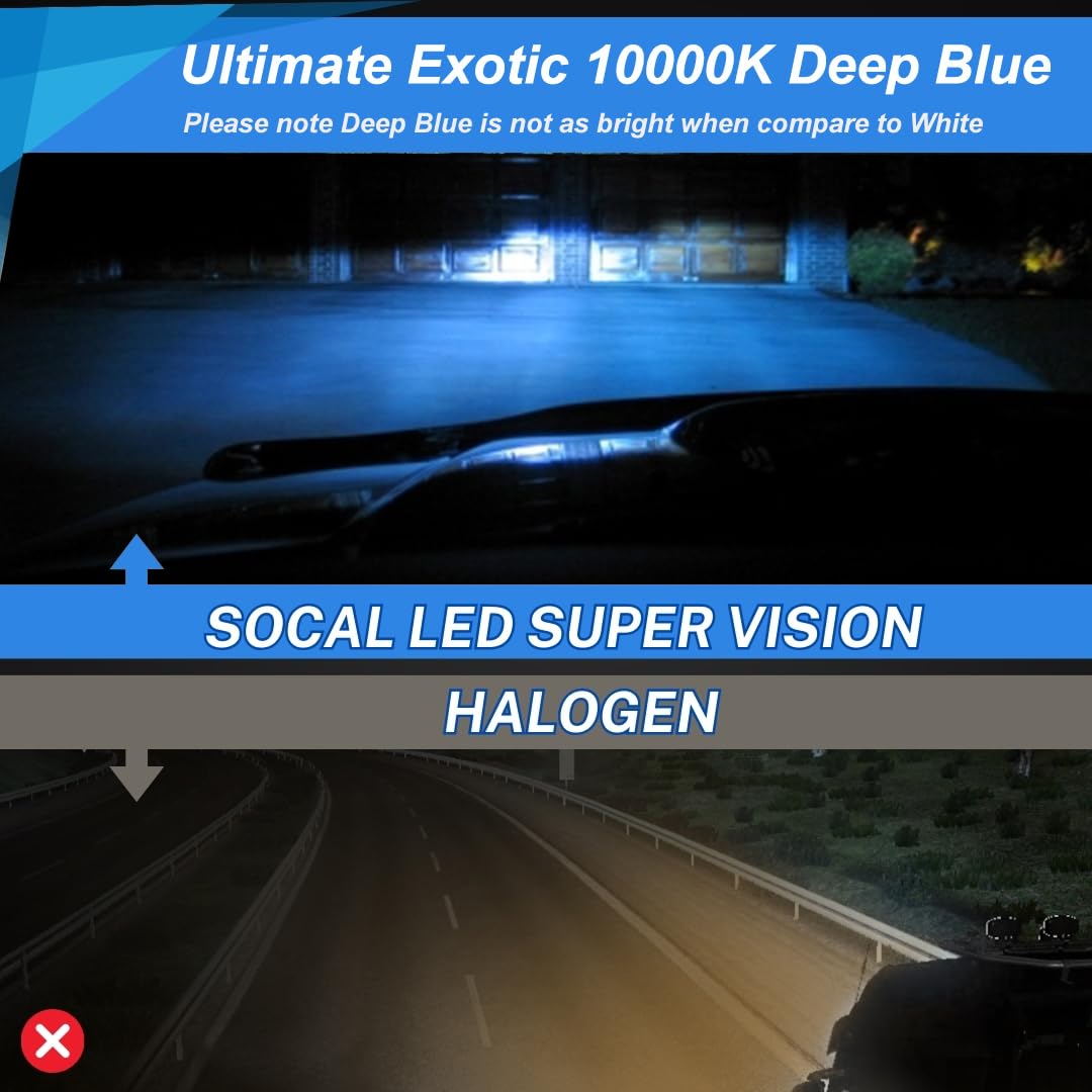 SOCAL-LED 2x D2R HID Bulbs 35W AC Metal Headlight Replacement 10000K Deep Blue