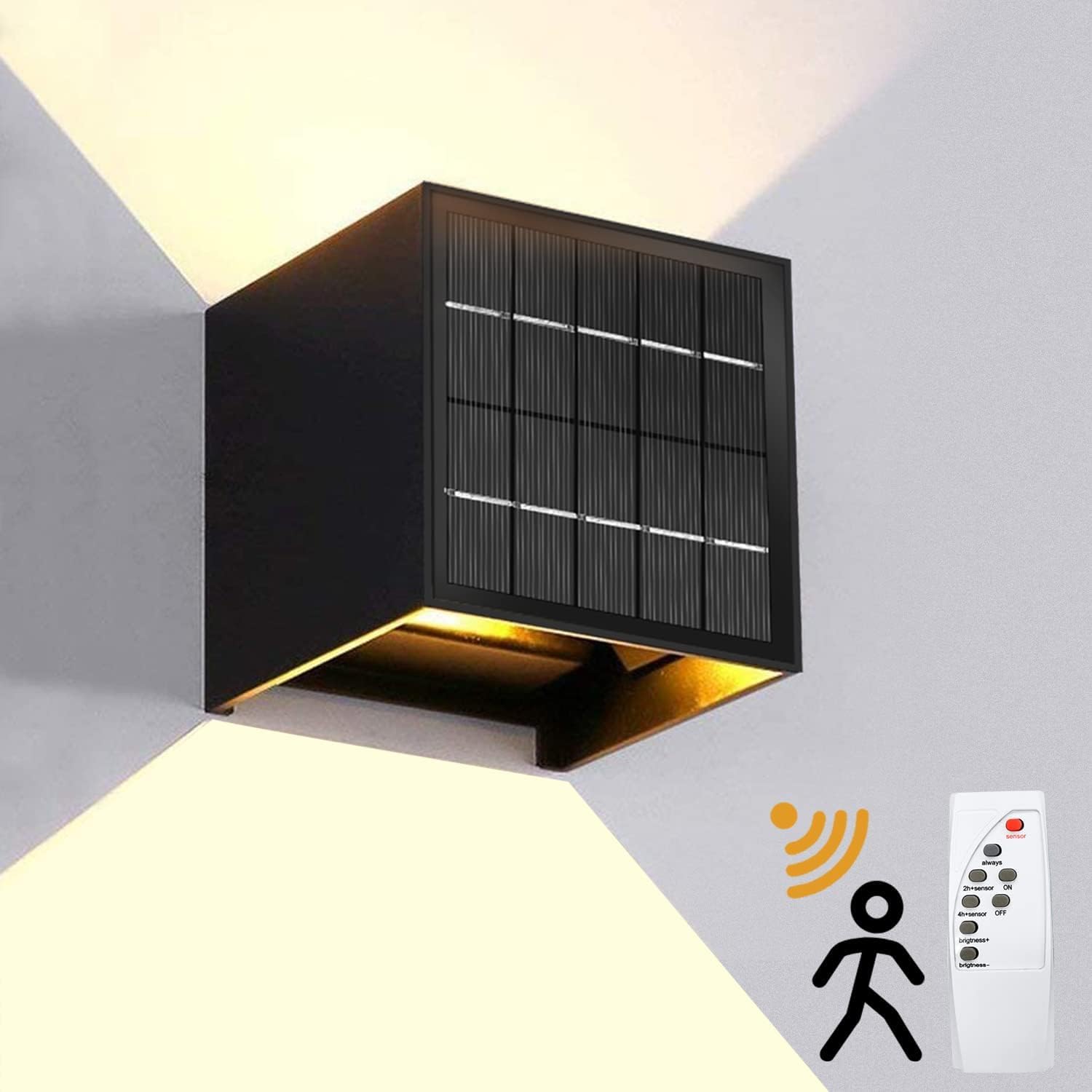 Lanfu Solar Motion Sensor Wall Lights 10W, Ip65 Waterproof, Warm White Outdoor Sconce