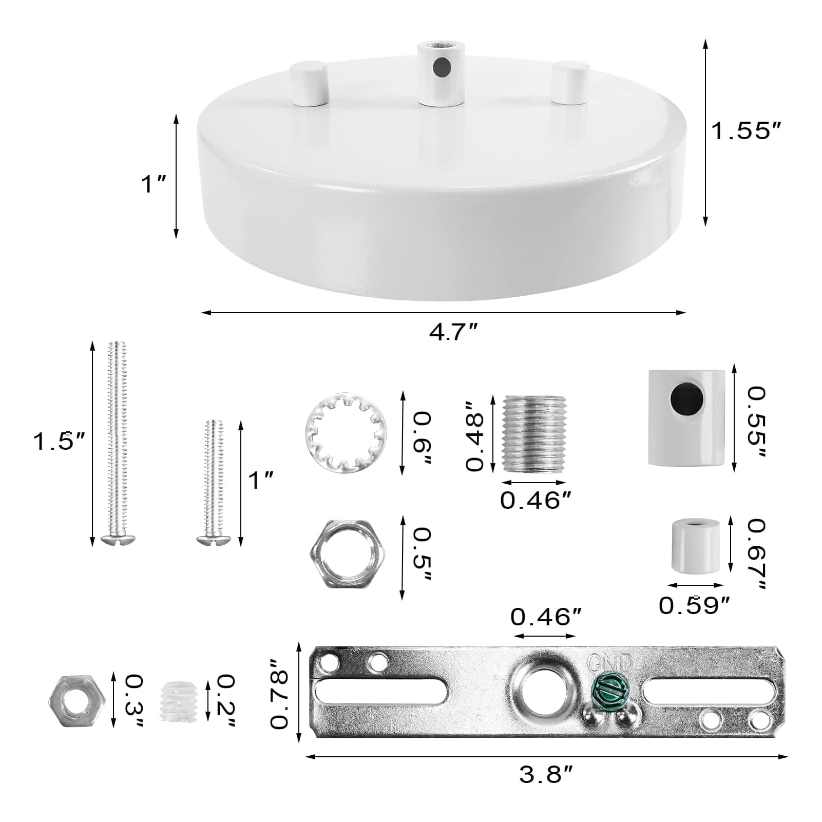 Sangle Sopffy Pendant Light Canopy Kit  4.7 Inches Ceiling Lighting Canopy Kit With All Mounting Hardware Modern Chandelier Ceiling Plate Cover For Pendant Lighting Fixtures  White (White)