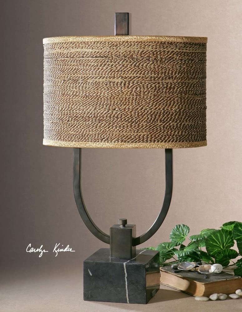 Uttermost Stabina 2 Light Metal Table Lamp Oval Drum 29.5inL x 17inW Model 26541-1