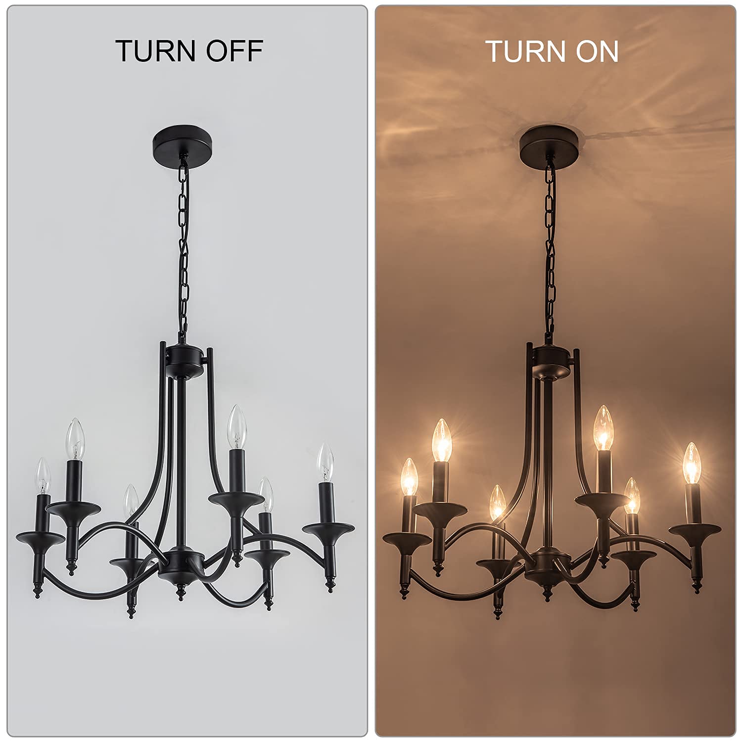 Pretoy 6-Light Black Farmhouse Chandelier - Rustic Industrial Iron Pendant Light for Dining Room, Kitchen Island, Foyer, Living Room