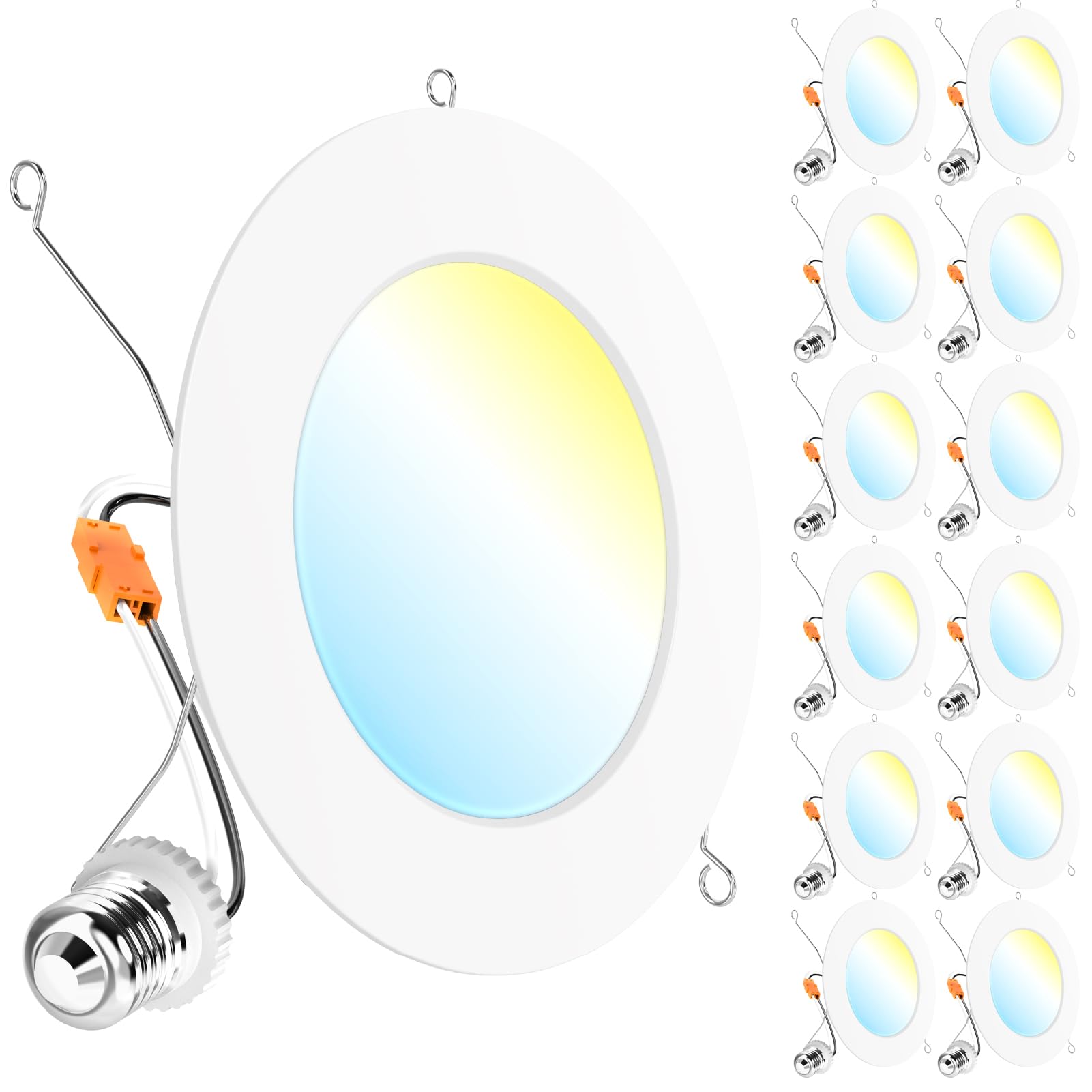 Sunco 12 Pack Retrofit LED Recessed Lighting 6 Inch, Can Lights for Ceiling, 1200 LM, 15W, Selectable CCT 2700K/3000K/4000K/5000