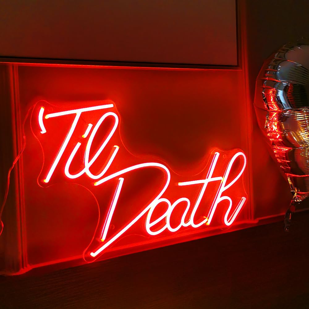 Til Death Neon Sign Red Led Neon Light Signs For Wedding Engagement Party Bridal Shower Decor Til Death Do Us Party Decor Valentines Day Gifts Neon Wedding Sign