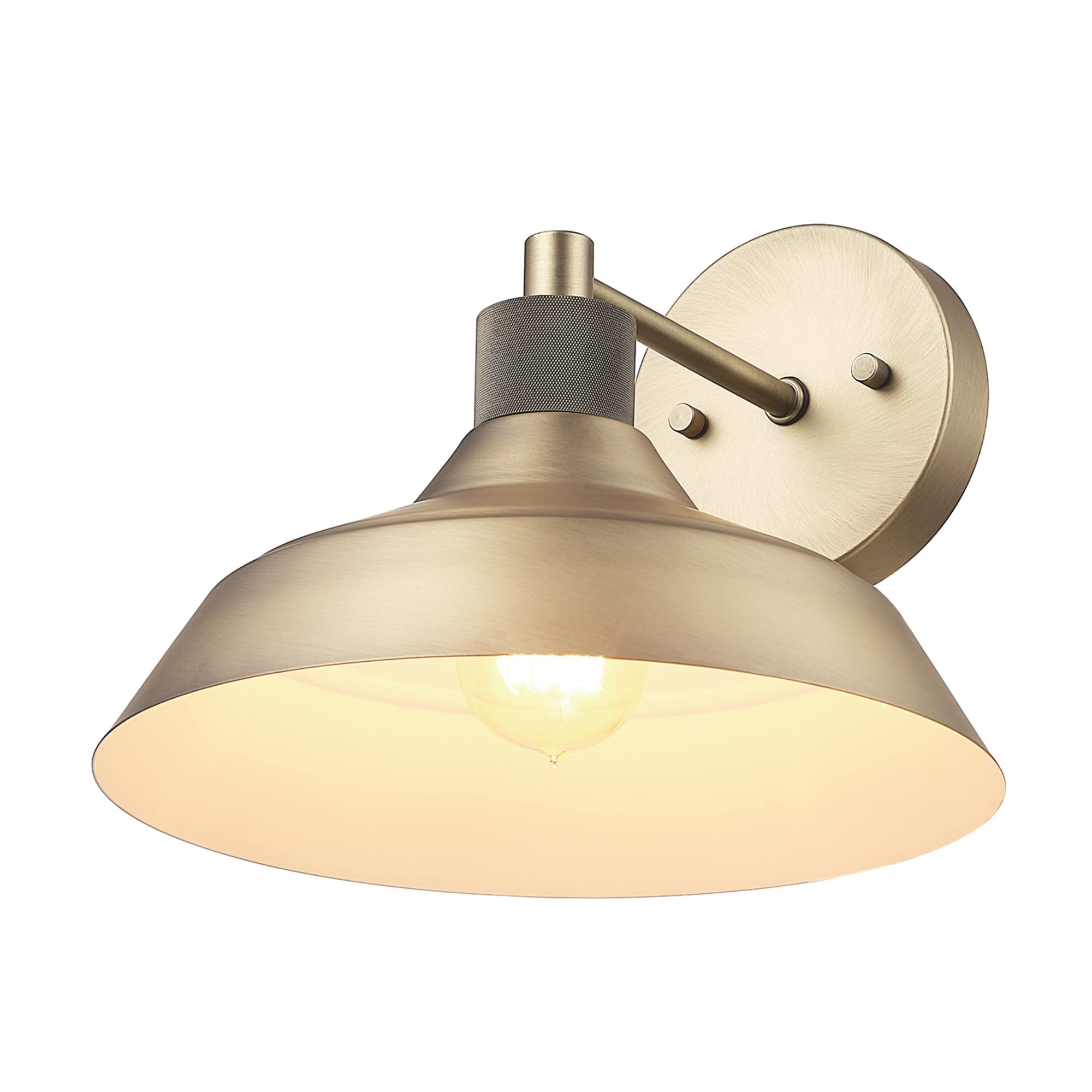 Globe Electric 44841 Sutton Outdoor Wall Sconce, Matte Brass Light Fixture, Front Porch Light or Outdoor Barn Light, Exterior Li