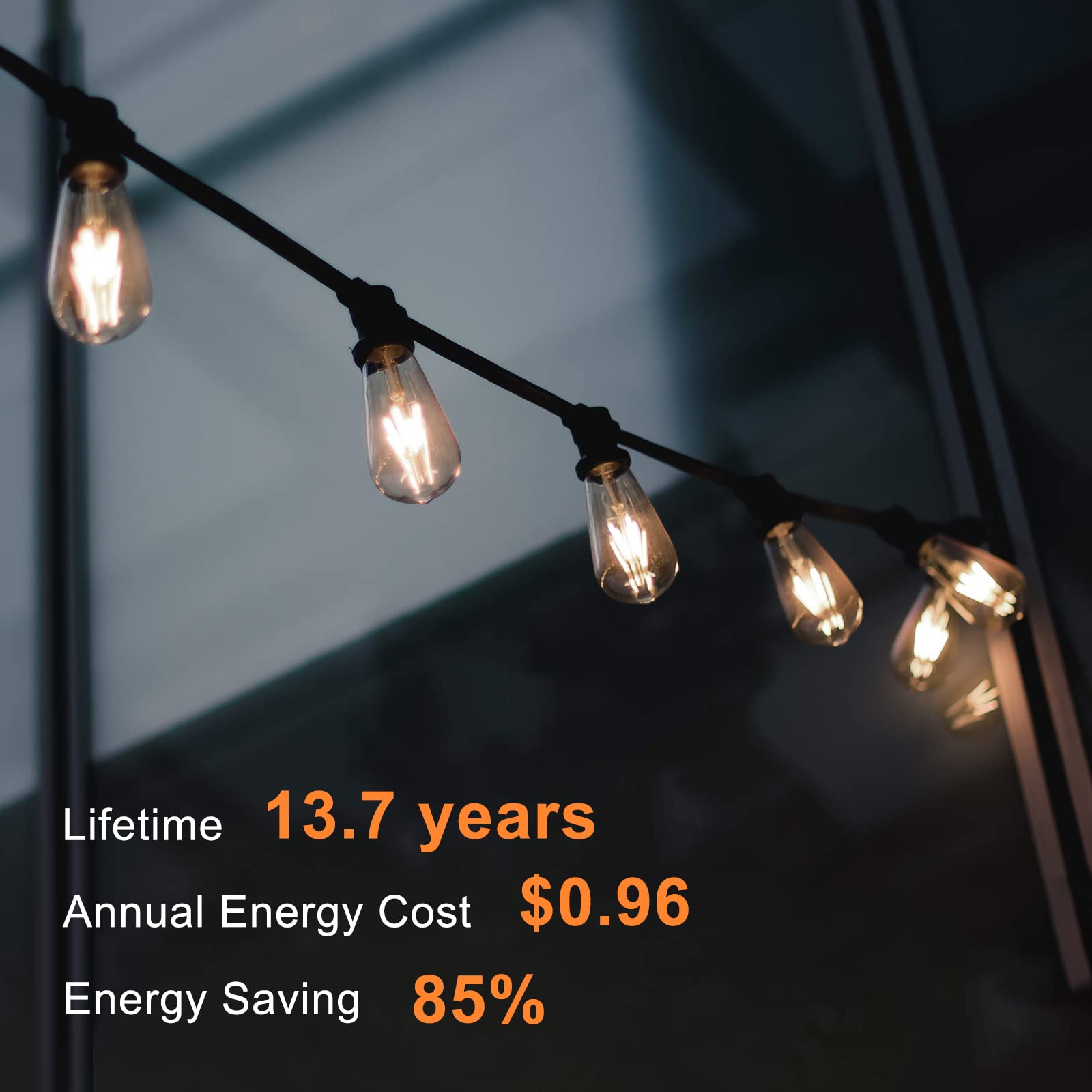 Tjoy 20 Pack Vintage 8W St58 Led Edison Light Bulbs, Dimmable, 60W Equivalent, 800Lumens, 2700K Warm White, E26 Base Led Filamen