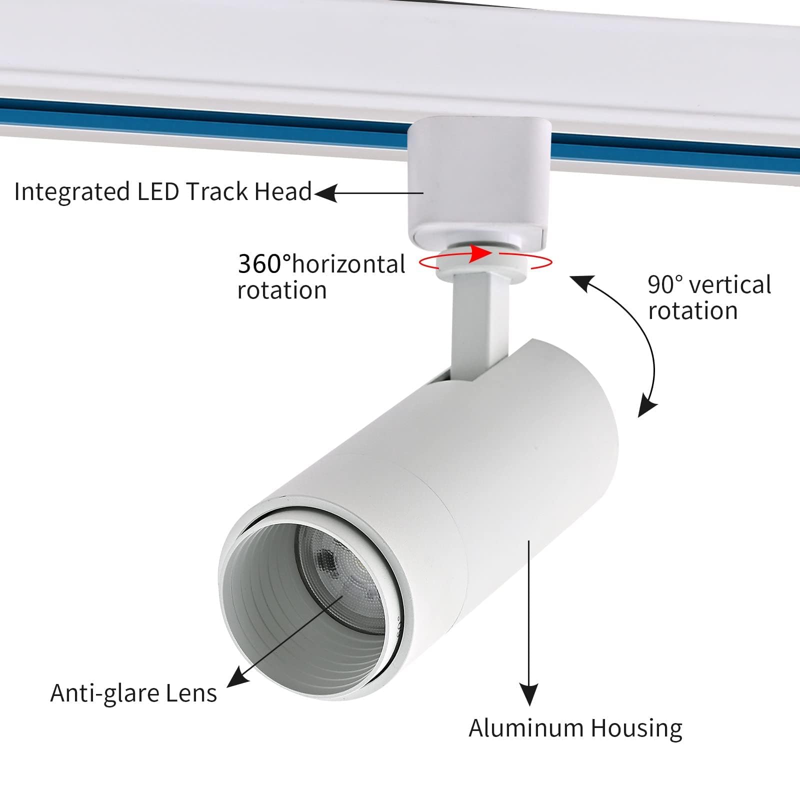 Ajbvp 5Color Led Track Lighting Heads 12W Dimmable,Zoomable Beam15°/24°/36°/45°/60°,2700K/3000K/3500K/4000K/5000K,Single Circuit H Track Lighting Heads Ceiling Fixtures Art Lighting(6 Pack-White)