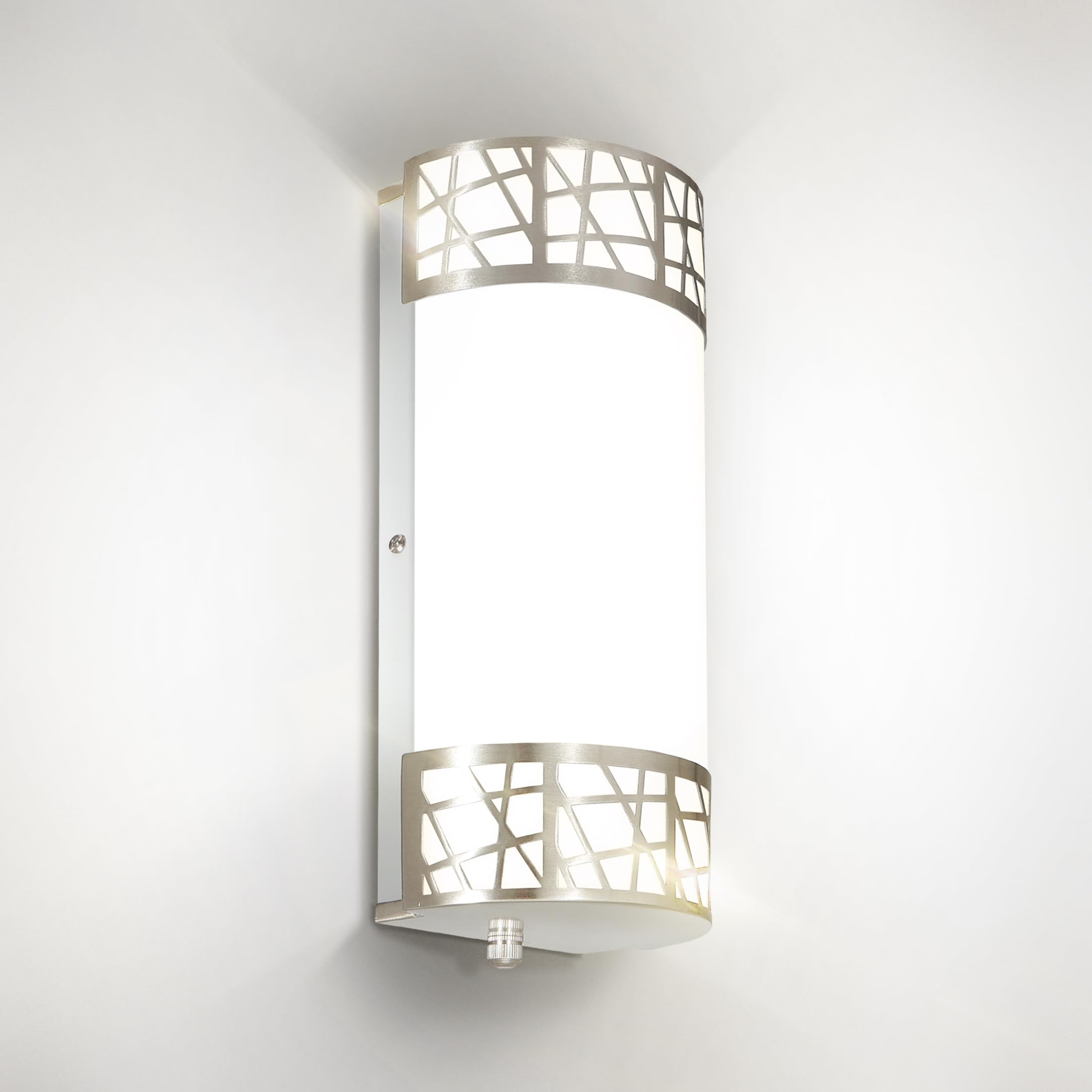 ASD 12 Inch LED Indoor Wall Sconce - Brushed Nickel Modern Dimmable 15W 2700K-5000K Adjustable Wall Mounted Light Fixtures  Wall Lights for Bedroom  Bathroom  Living Room  Hallway Decor - ETL