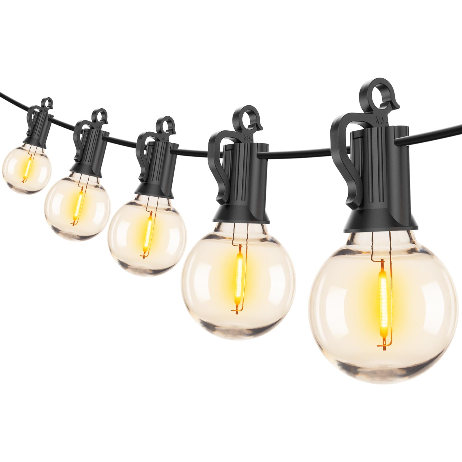 Brightown (2 Pack Outdoor String Lights - Globe Patio Lights 30 Ft With 30 G40 Shatterproof Bulbs, Waterproof Connectable Commer