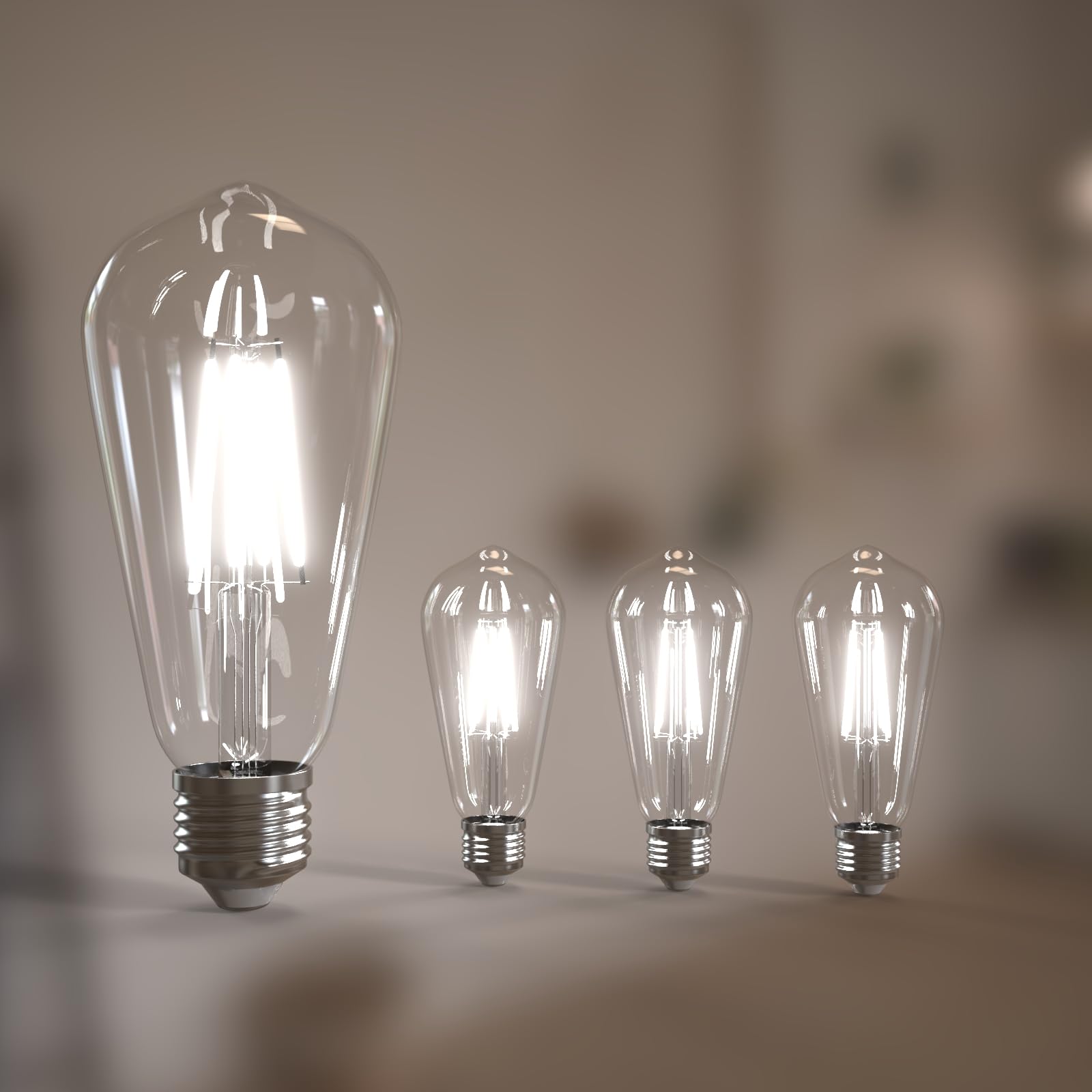 Jensense E26 LED Bulbs 6W 60W Equivalent Vintage Dimmable 5000K Daylight 4 Pack
